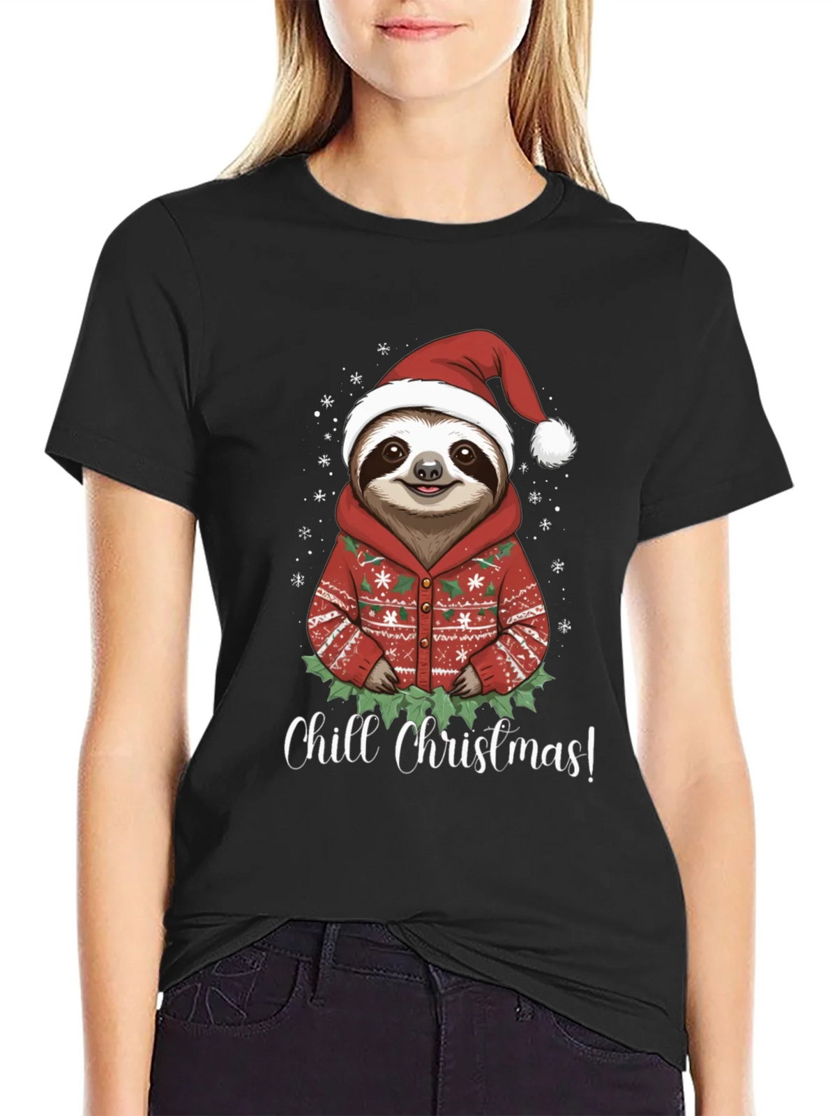 Chill Christmas Sloth T-Shirt - Holiday Apparel