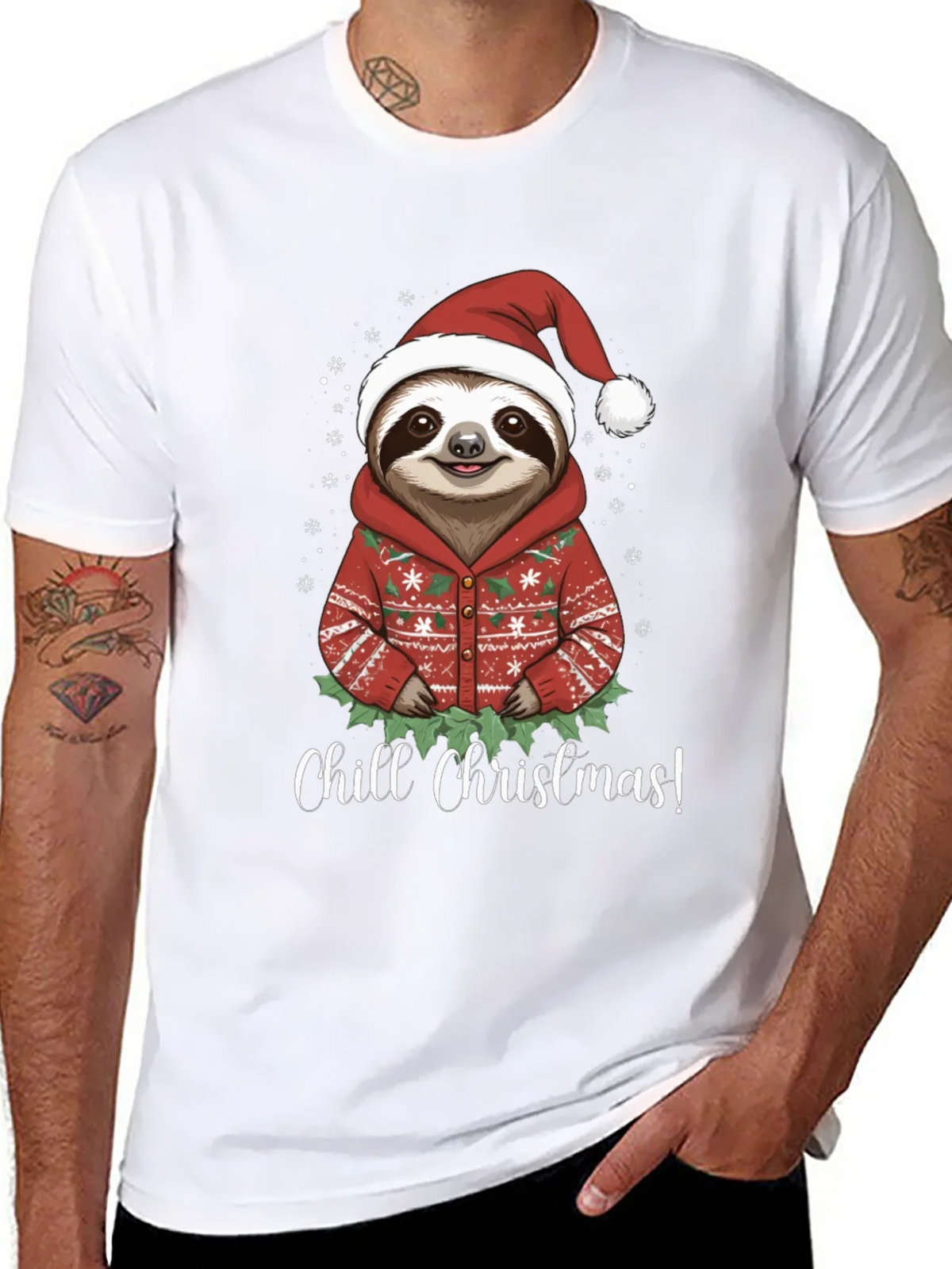 Chill Christmas Sloth T-Shirt - Holiday Apparel