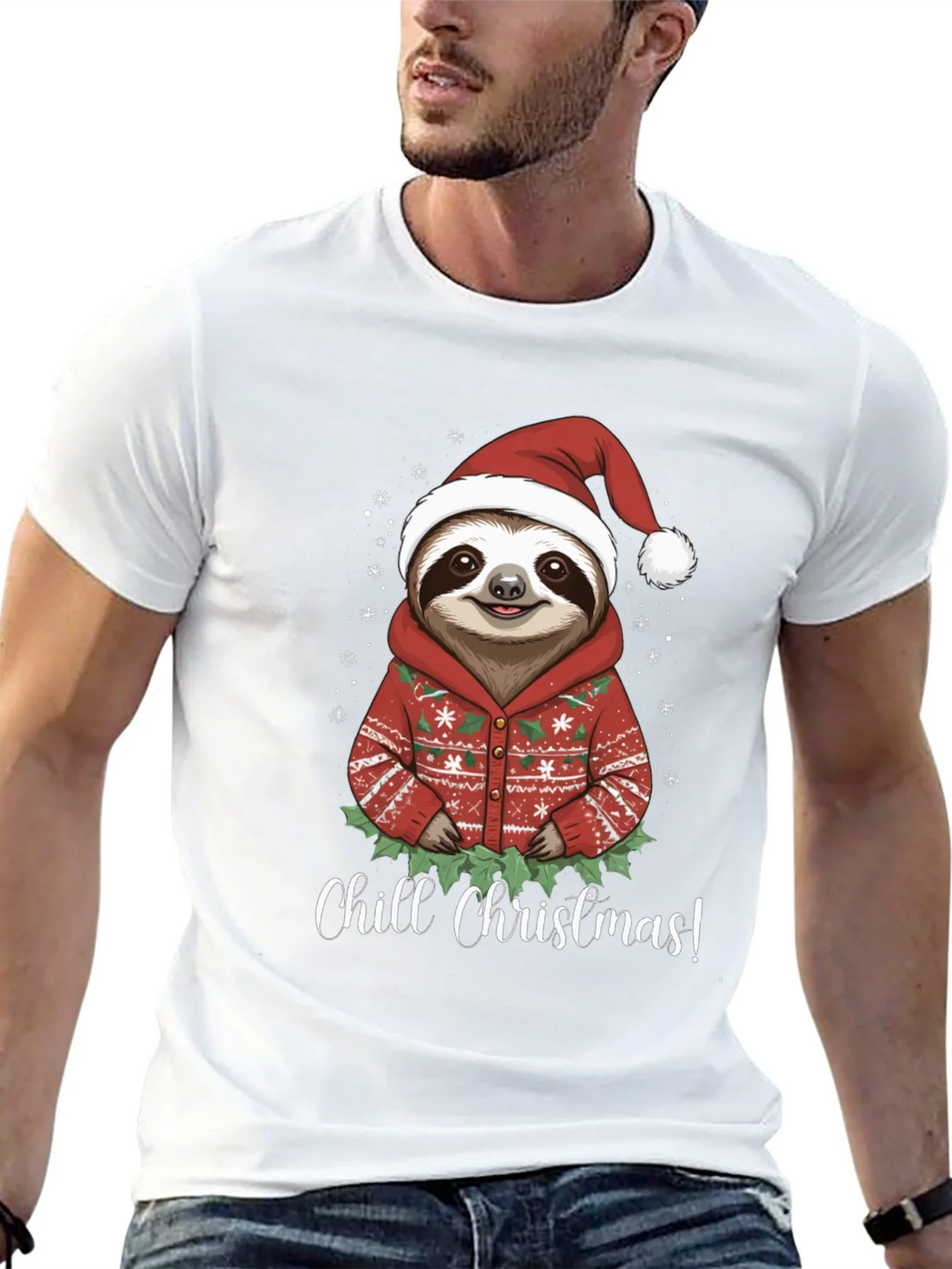 Chill Christmas Sloth T-Shirt - Holiday Apparel
