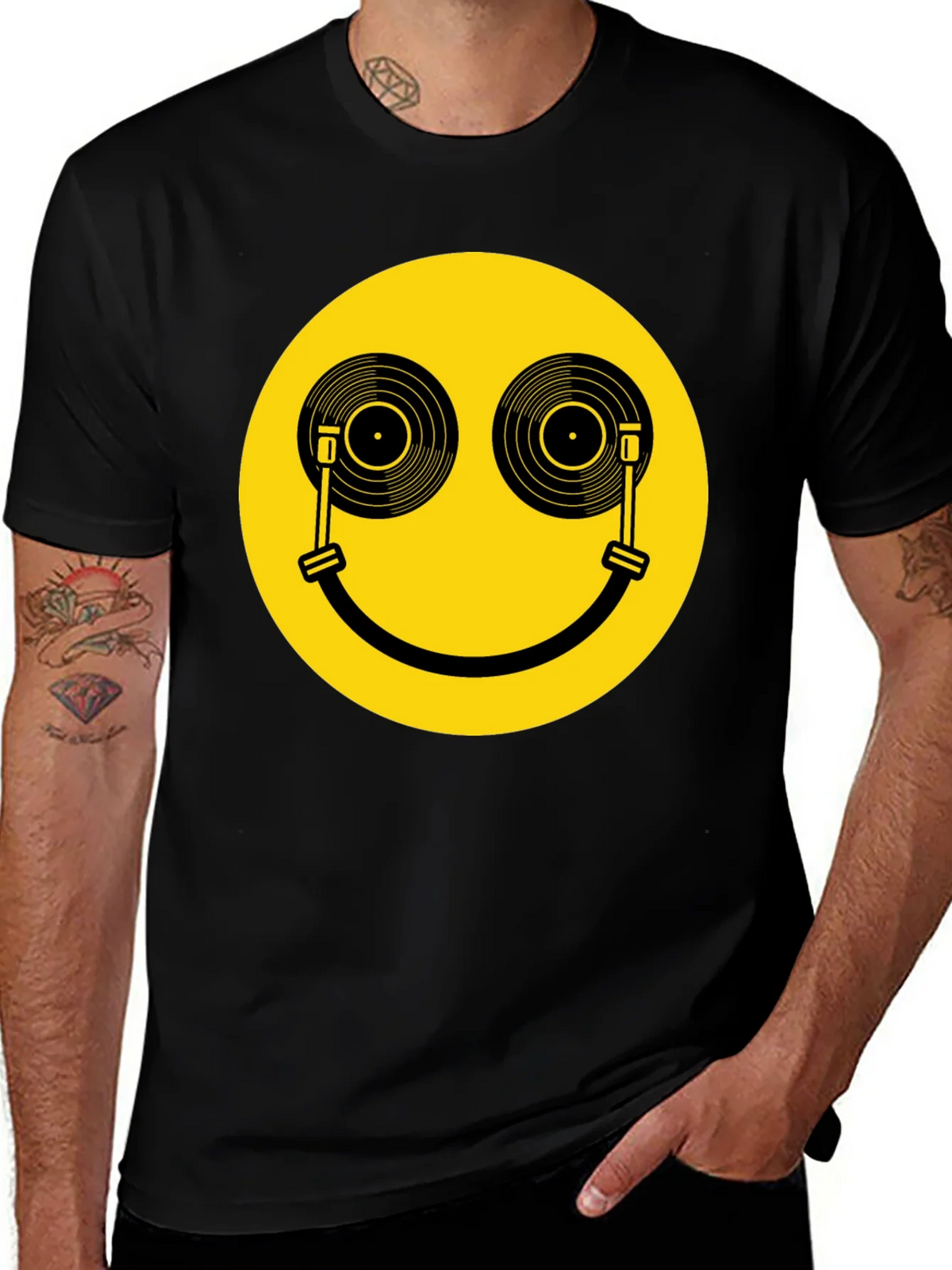 DJ Smiley Face T-Shirt - Black Music Lover Tee product image 1