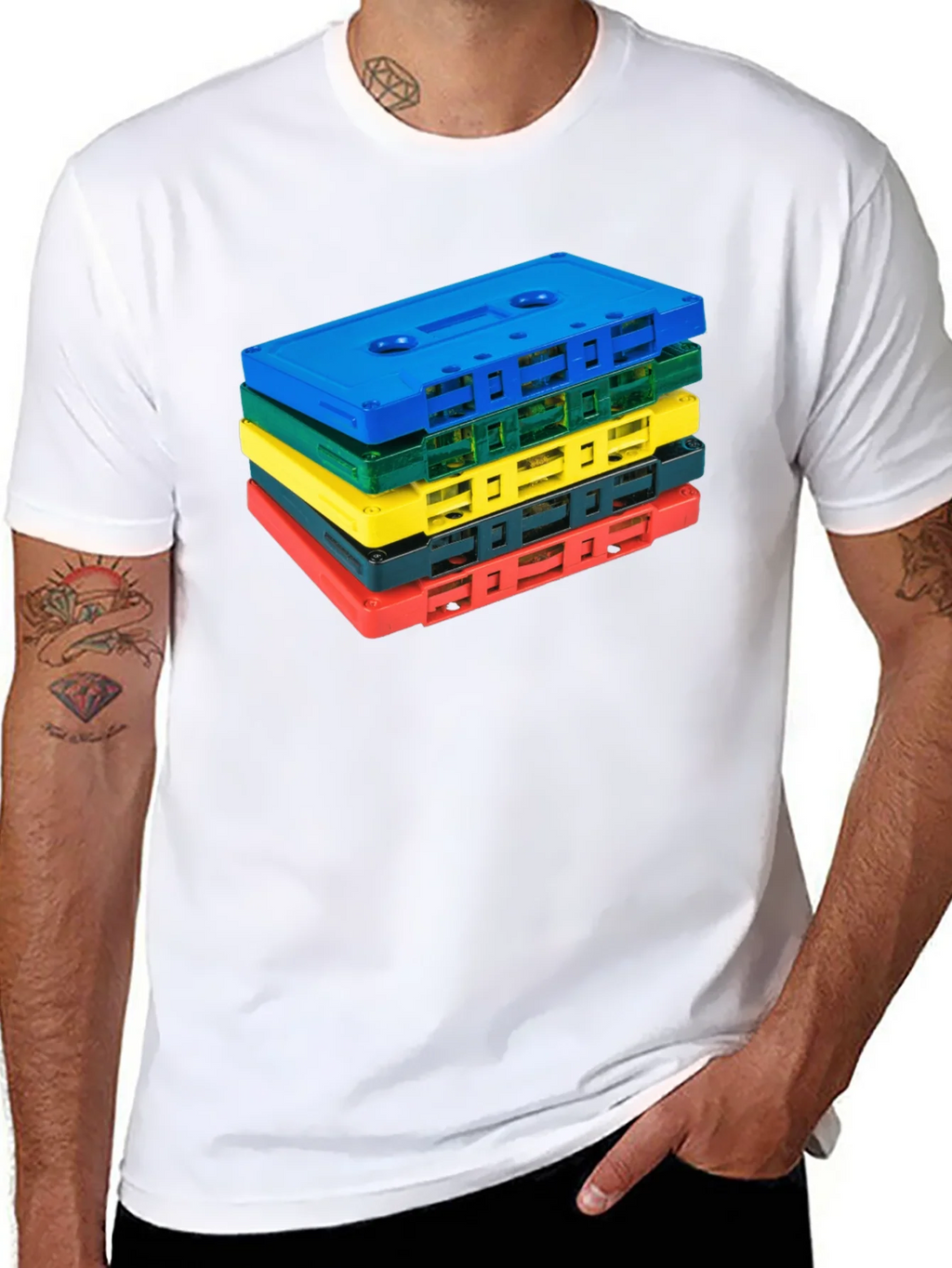 Retro Cassette Tape Stack Graphic Tee - Black product image 10