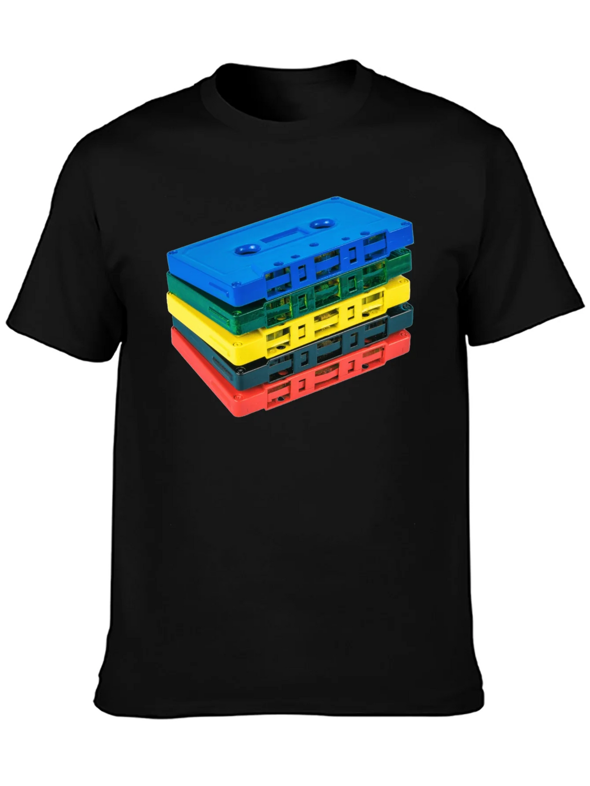 Retro Cassette Tape Stack Graphic Tee - Black product image 6