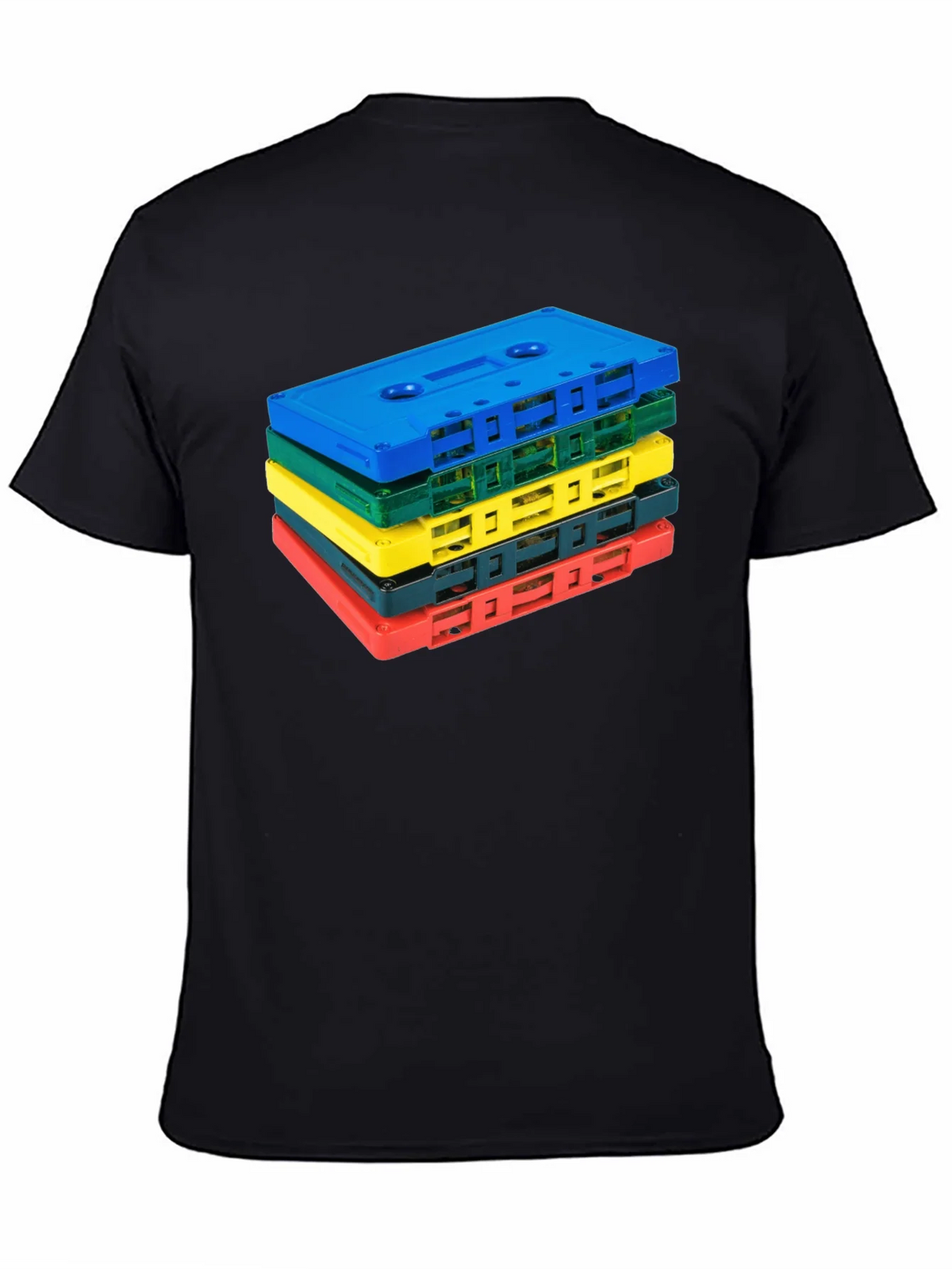 Retro Cassette Tape Stack Graphic Tee - Black product image 7
