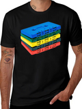 Retro Cassette Tape Stack Graphic Tee - Black product image 1