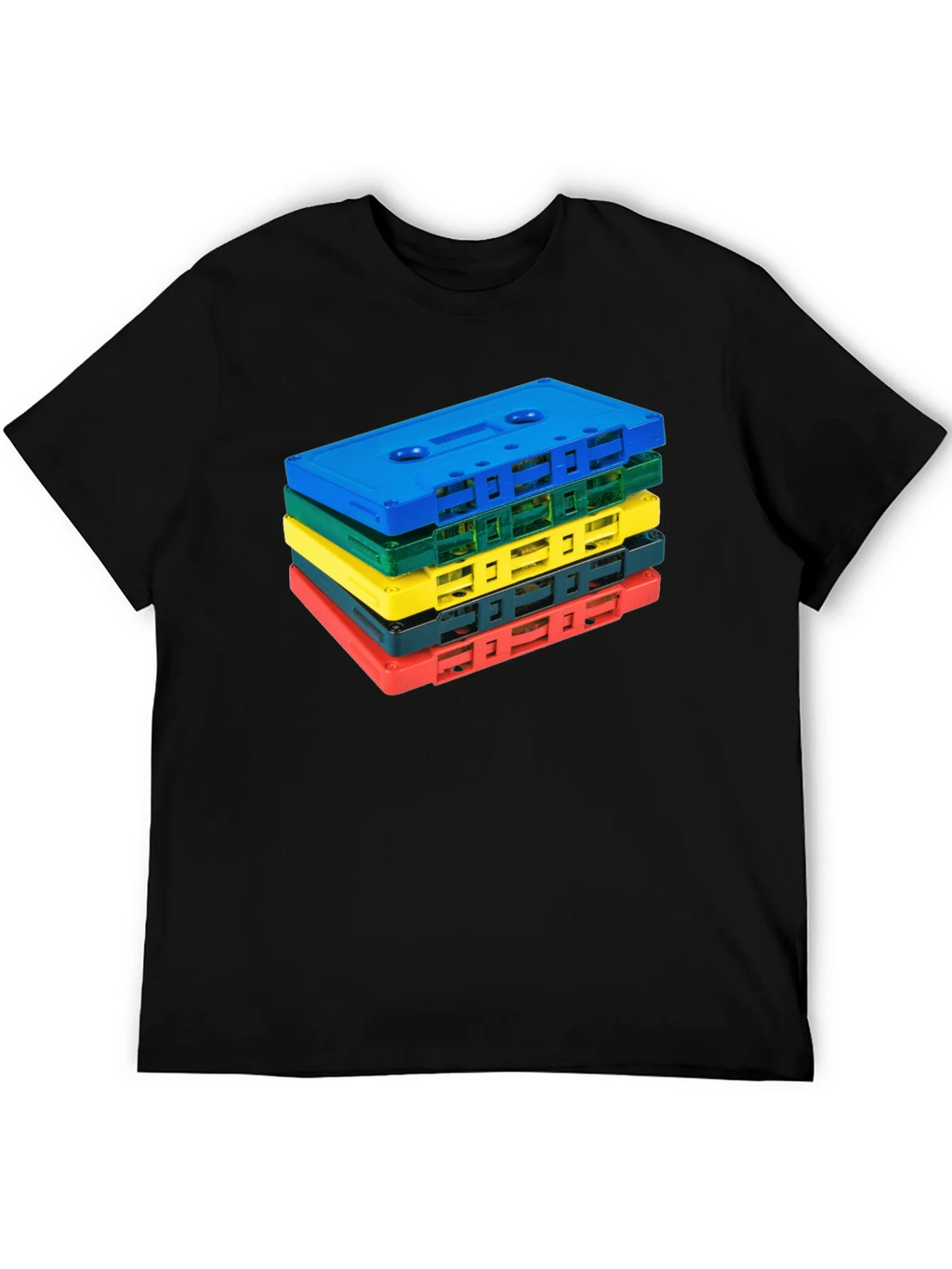 Retro Cassette Tape Stack Graphic Tee - Black product image 8