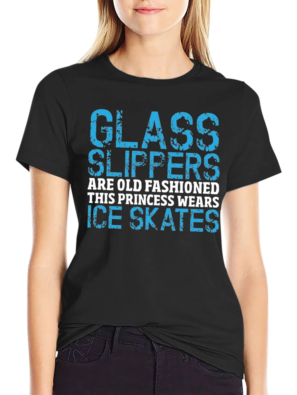 Glass Slippers Princess Ice Skates Black T-Shirt product image 5