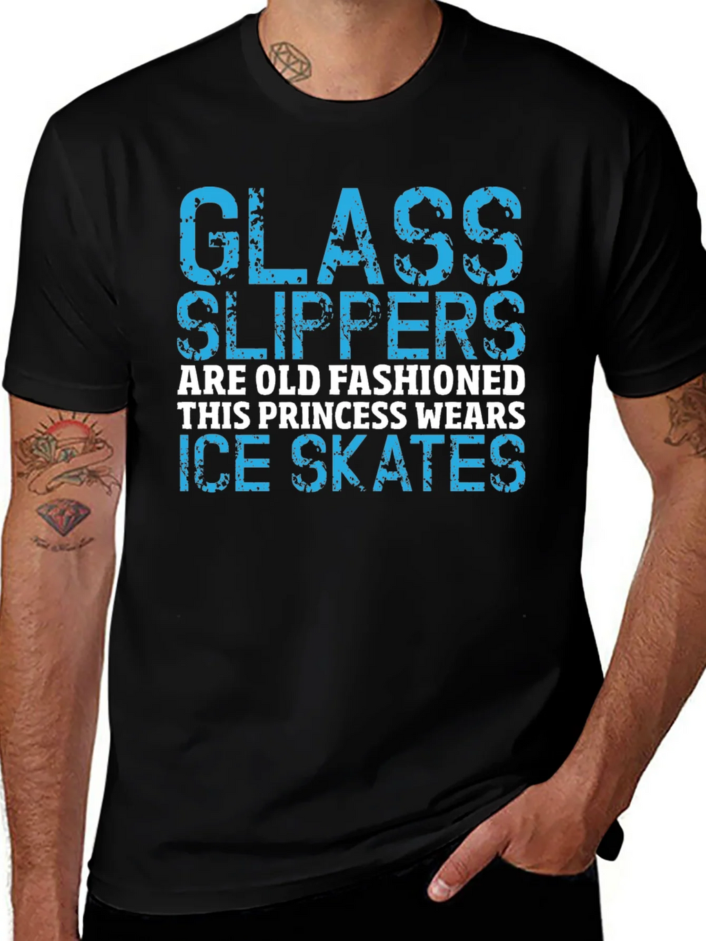 Glass Slippers Princess Ice Skates Black T-Shirt product image 1