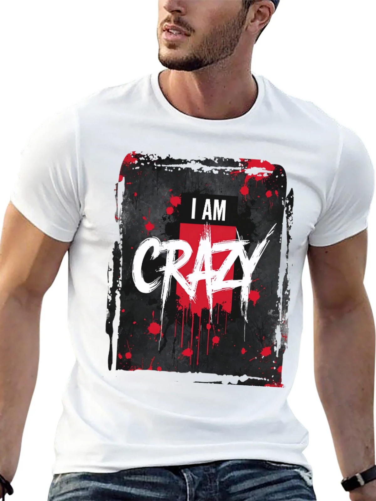 I AM CRAZY Graphic Print Black T-Shirt product image 4