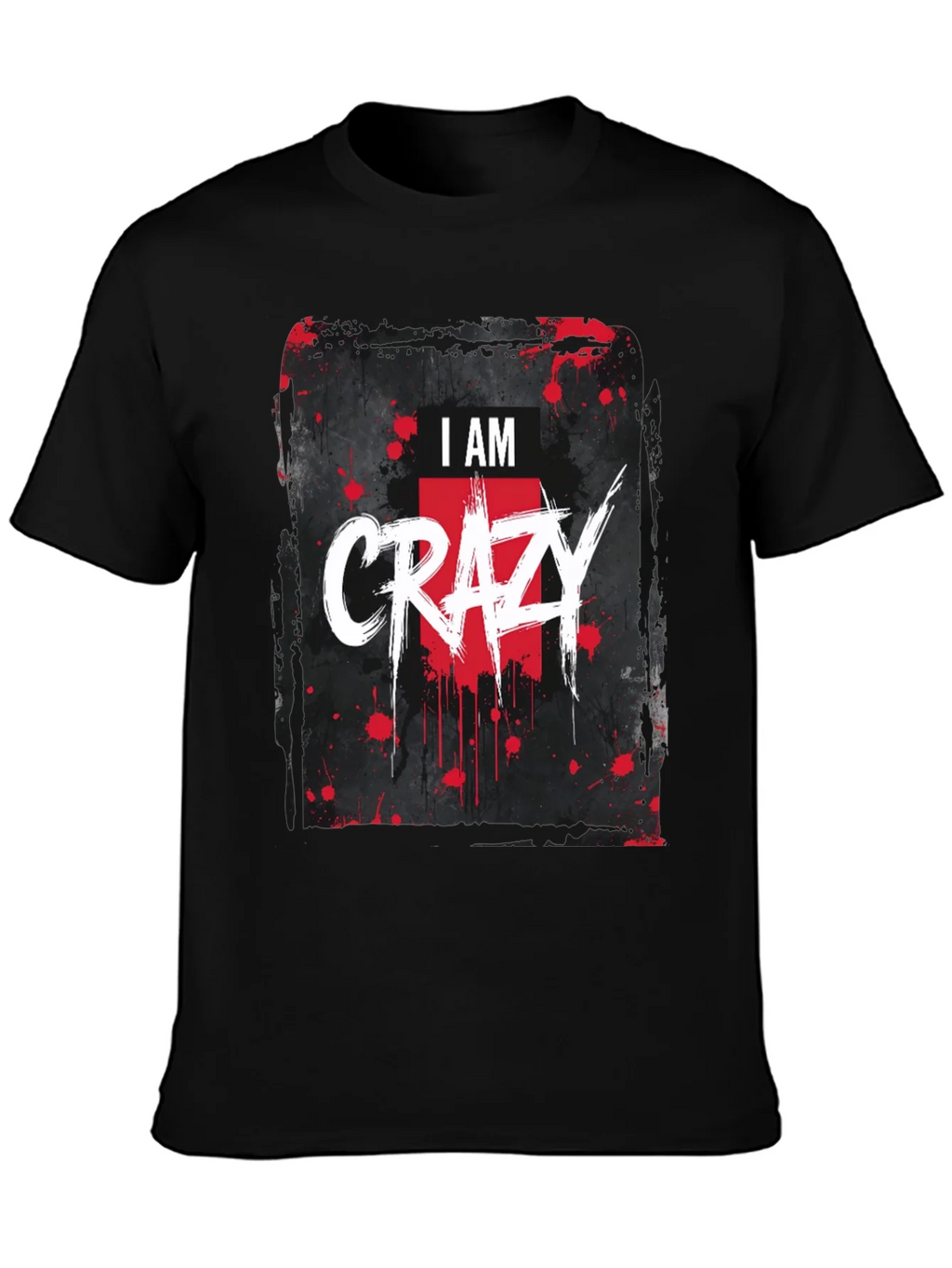 I AM CRAZY Graphic Print Black T-Shirt product image 6