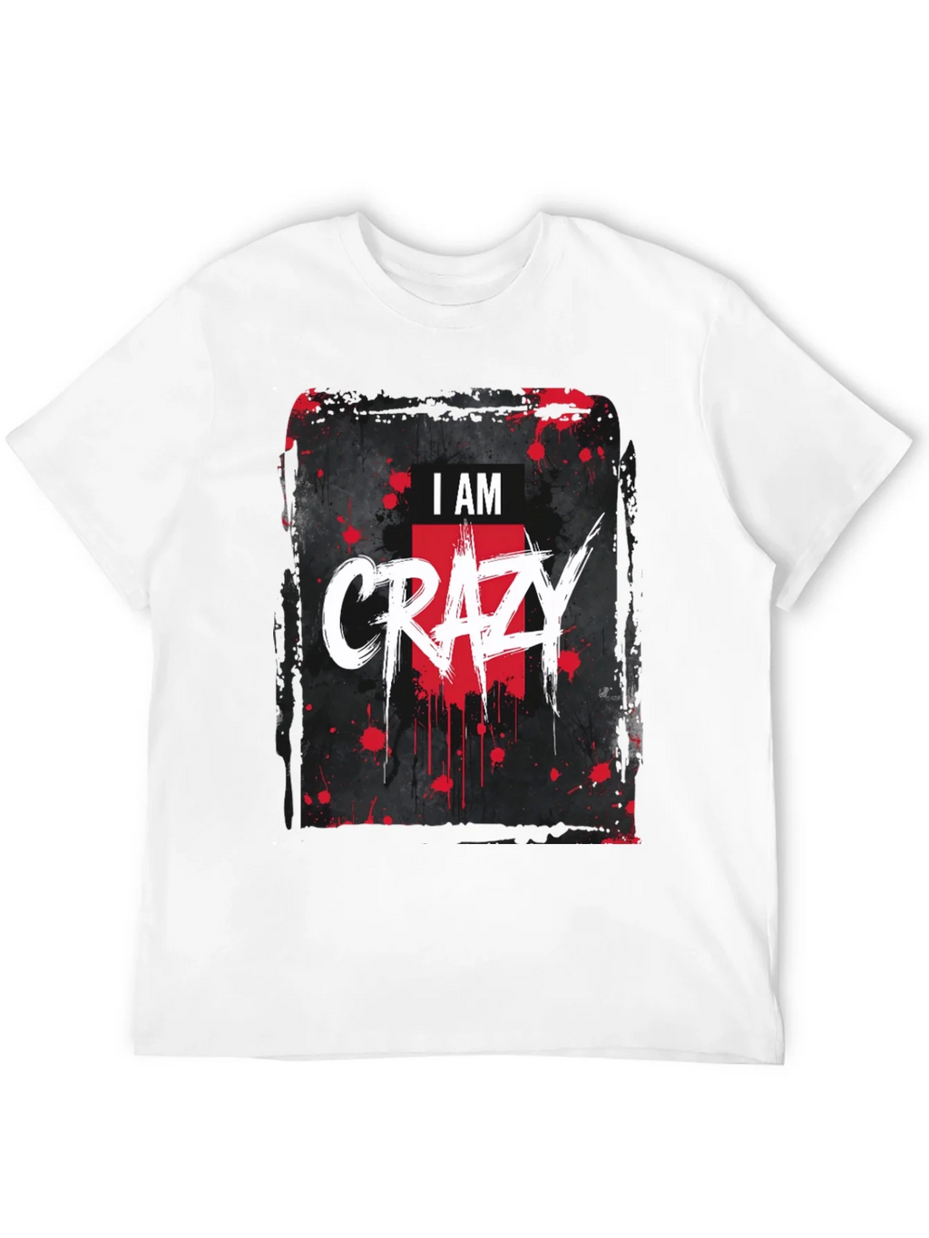 I AM CRAZY Graphic Print Black T-Shirt product image 3