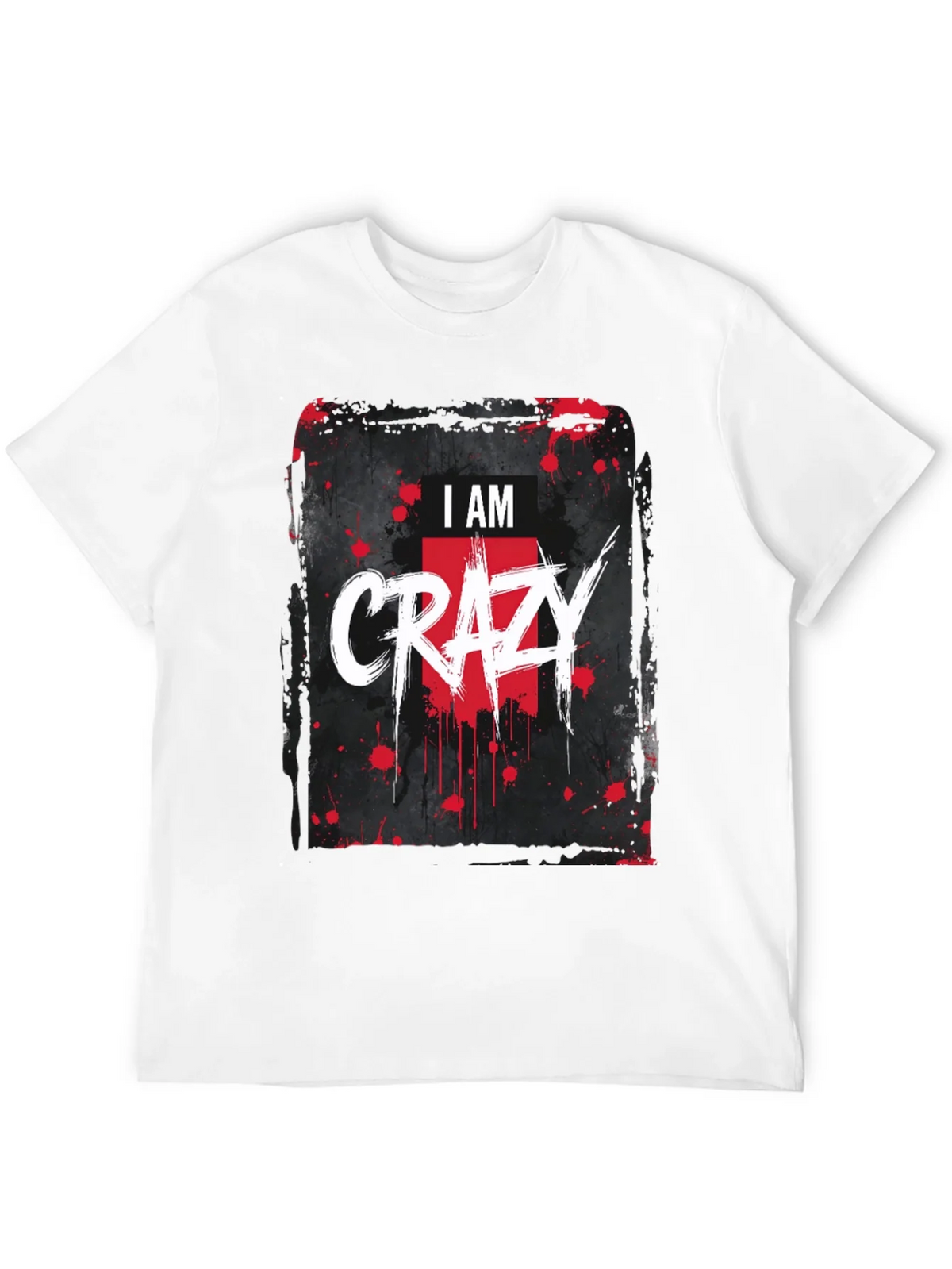 I AM CRAZY Graphic Print Black T-Shirt product image 3