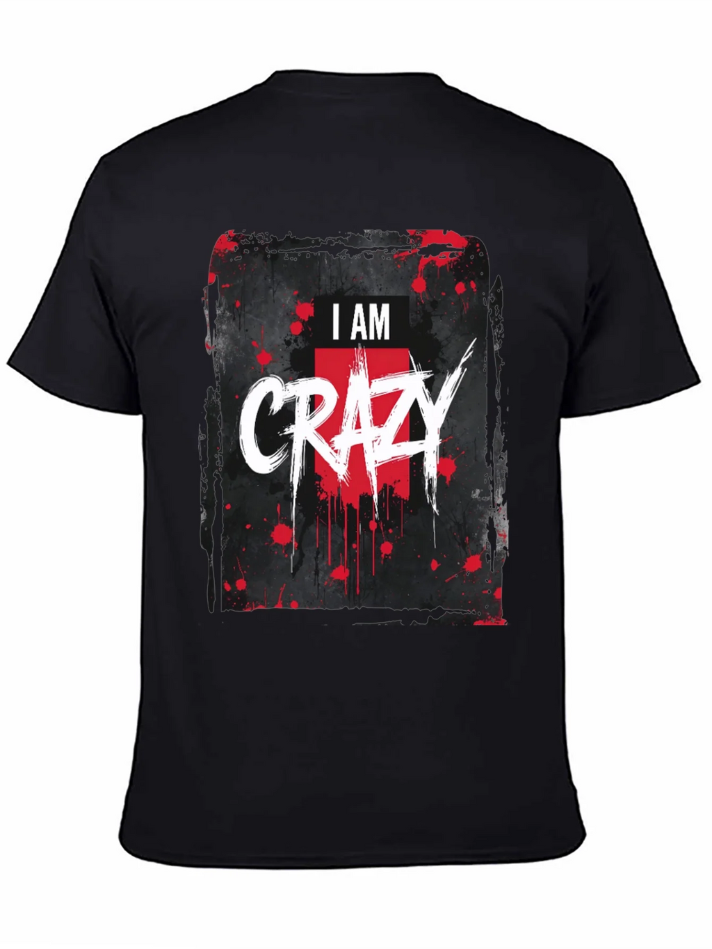 I AM CRAZY Graphic Print Black T-Shirt product image 7