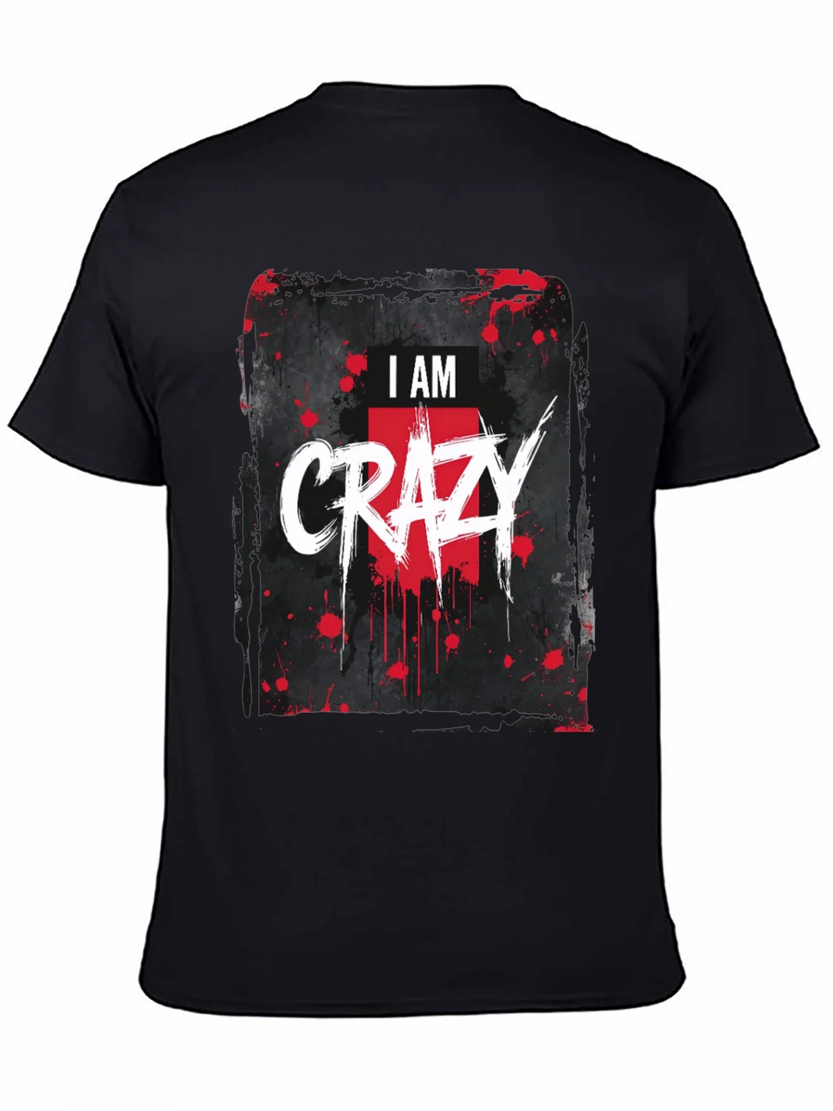 I AM CRAZY Graphic Print Black T-Shirt product image 7