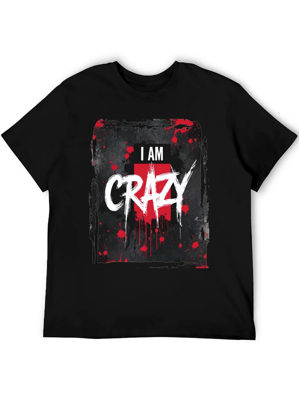 I AM CRAZY Graphic Print Black T-Shirt product image 8