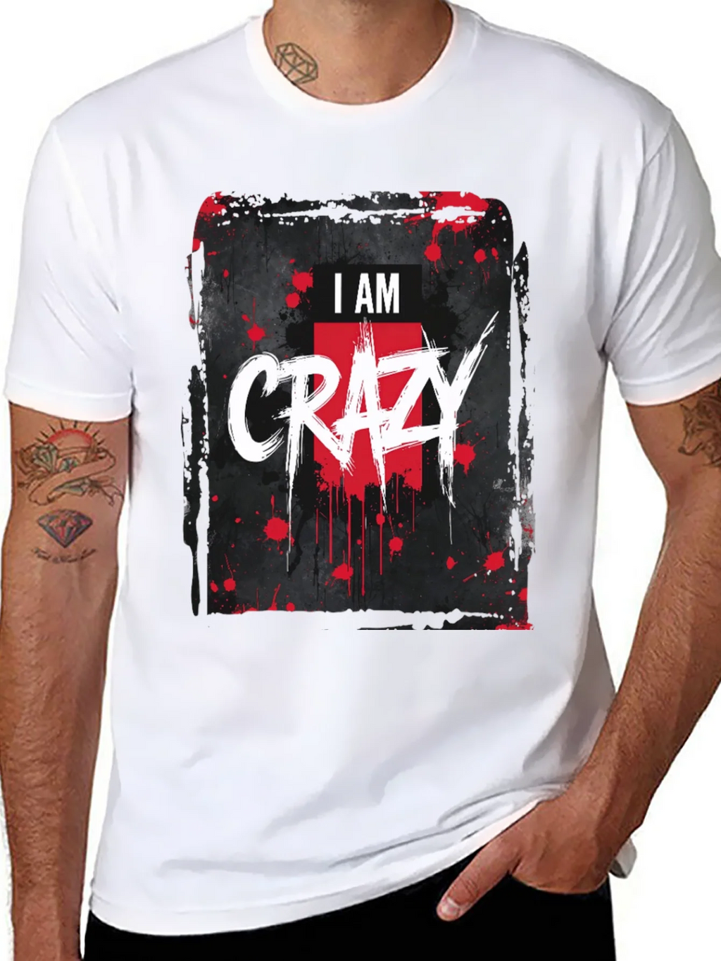 I AM CRAZY Graphic Print Black T-Shirt product image 10