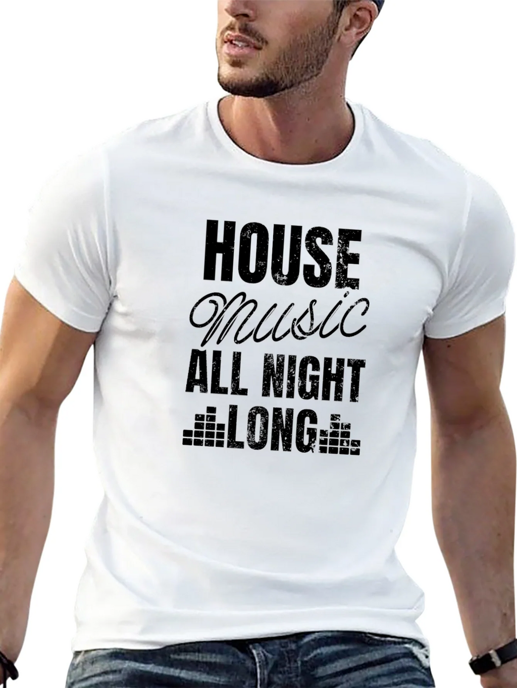 House Music All Night Long Black T-Shirt product image 4