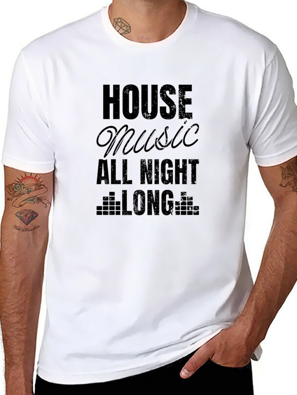 House Music All Night Long Black T-Shirt product image 10