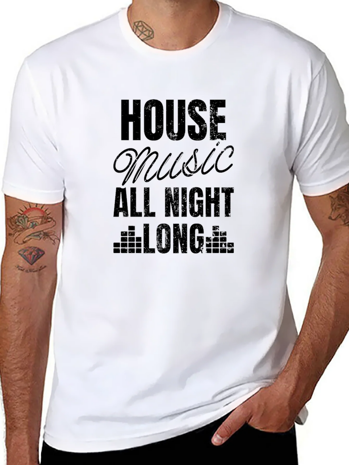 House Music All Night Long Black T-Shirt product image 10