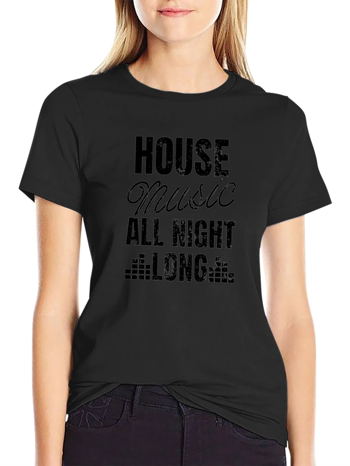House Music All Night Long Black T-Shirt product image 5