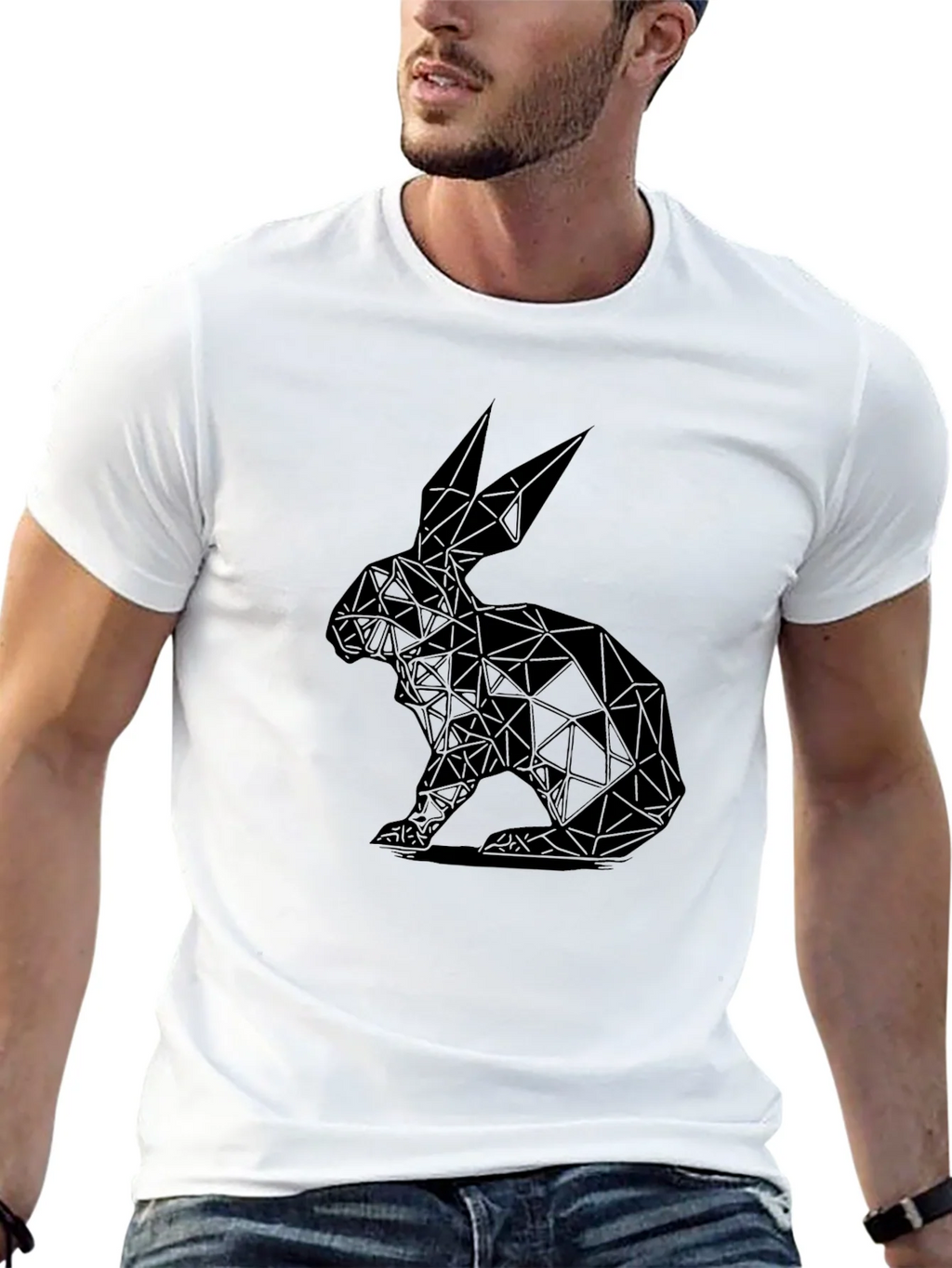 Geometric Rabbit Graphic Tee - Black product image 4