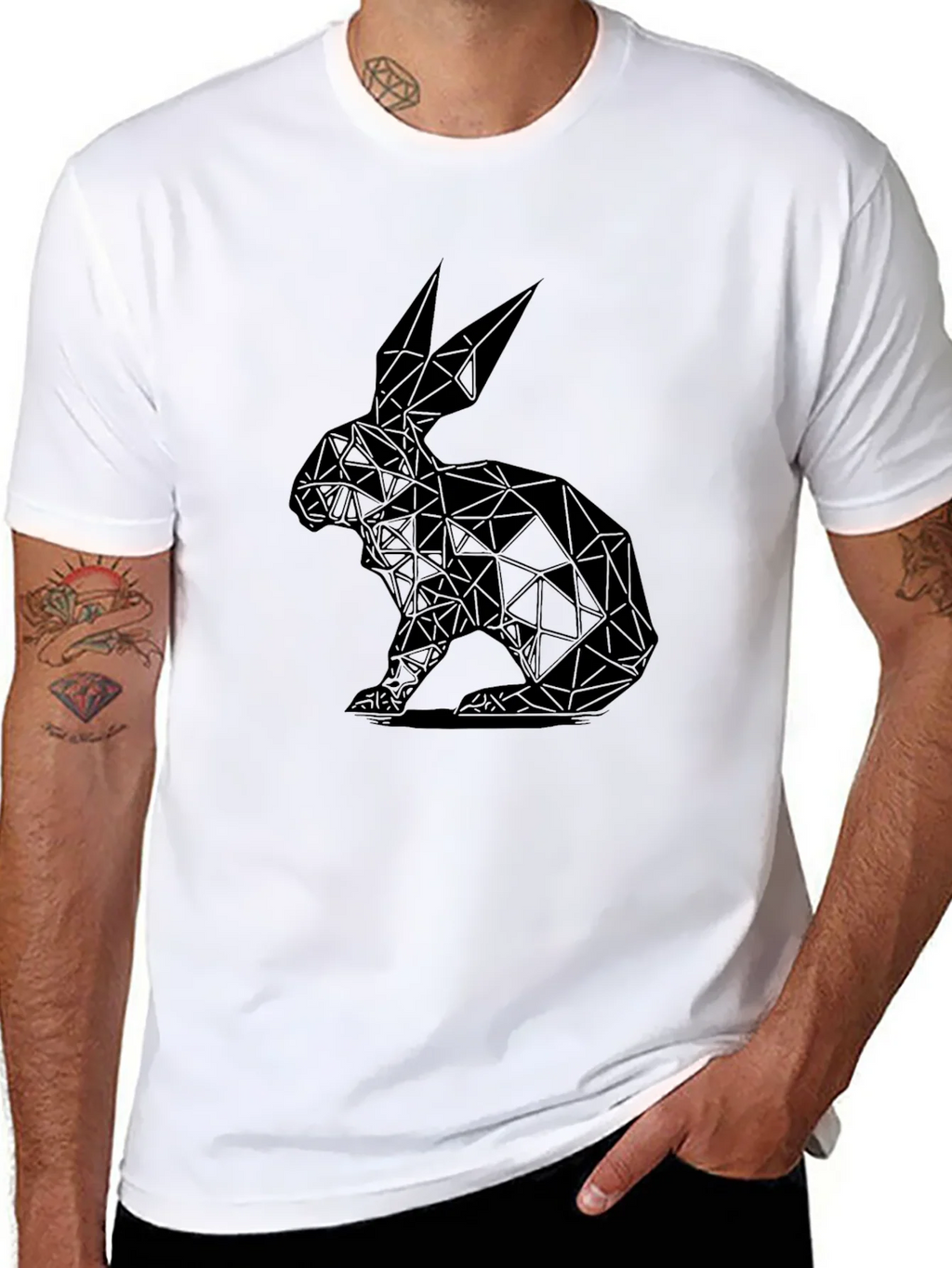 Geometric Rabbit Graphic Tee - Black product image 10