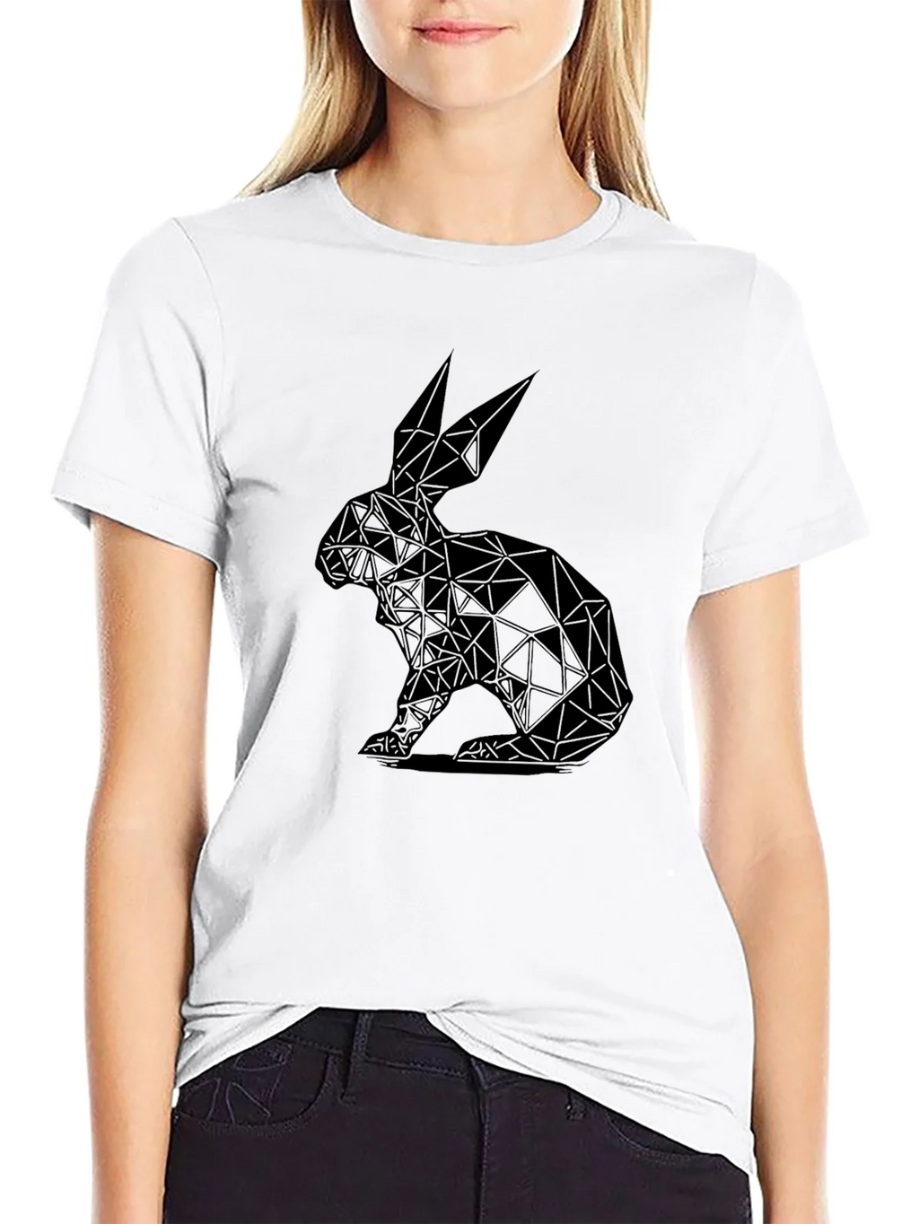 Geometric Rabbit Graphic Tee - Black product image 11