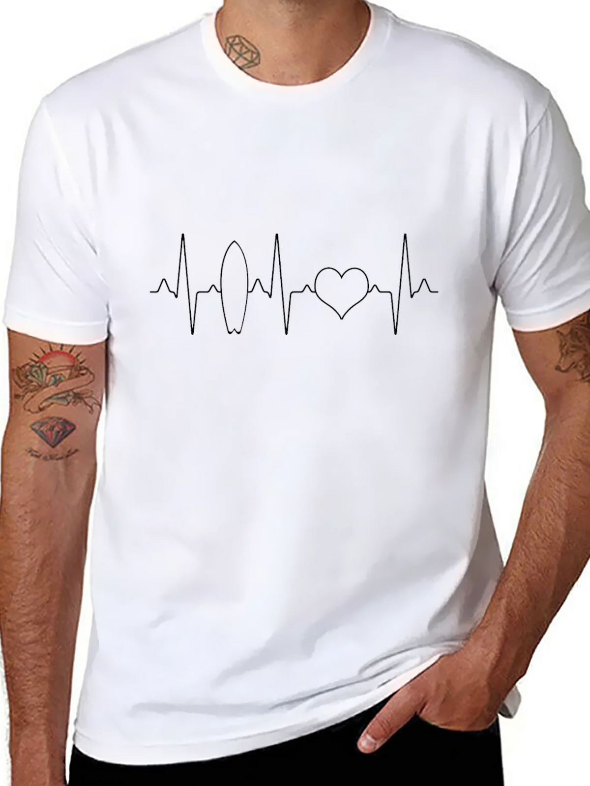 Surf Heartbeat Graphic Tee - Black Cotton T-Shirt product image 10