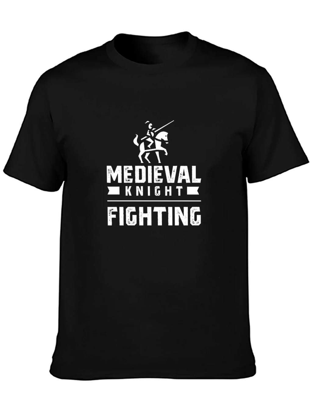 Medieval Knight Fighting Black Graphic T-Shirt product image 6