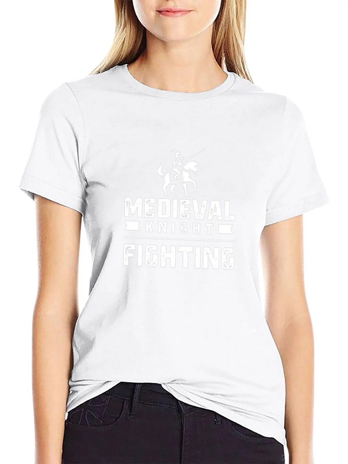 Medieval Knight Fighting Black Graphic T-Shirt product image 11