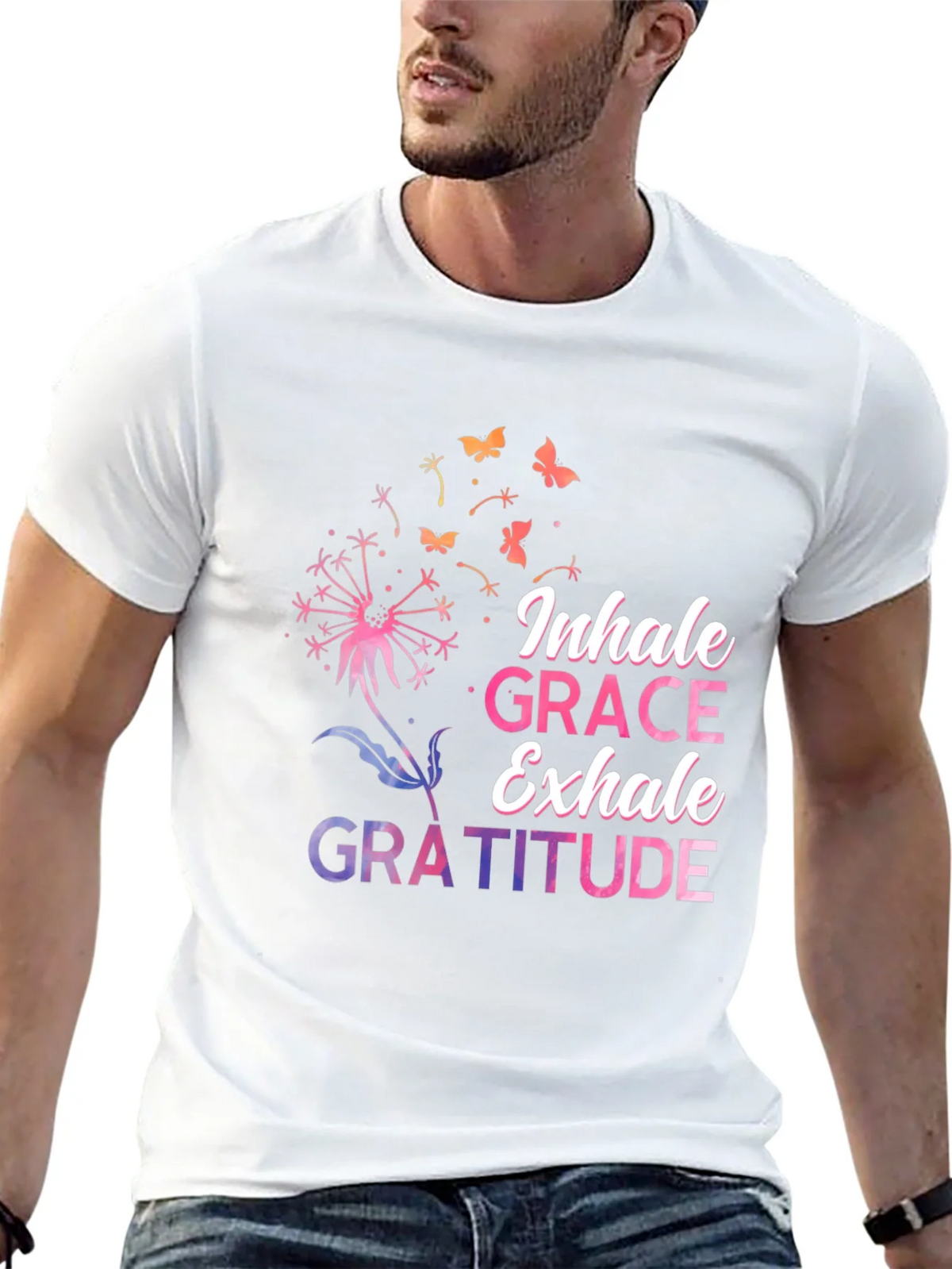 Inhale Grace Exhale Gratitude Black T-Shirt product image 4