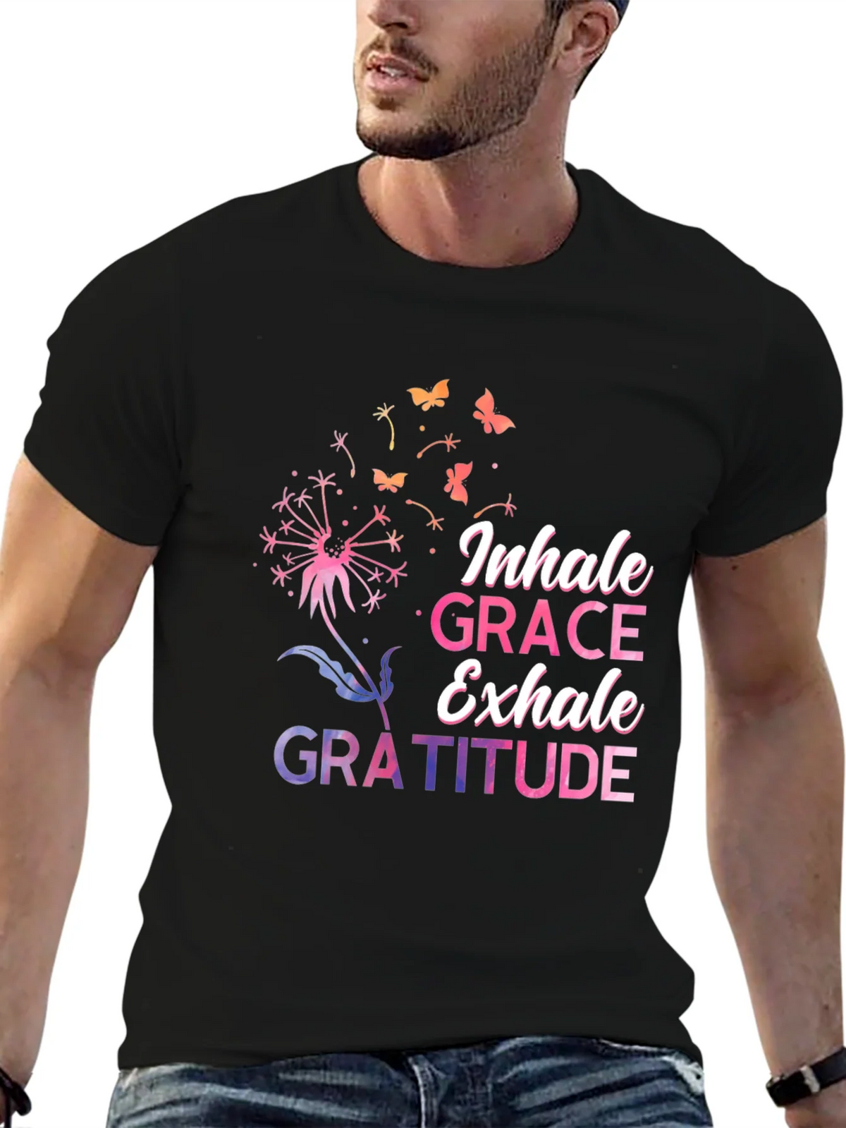 Inhale Grace Exhale Gratitude Black T-Shirt product image 9
