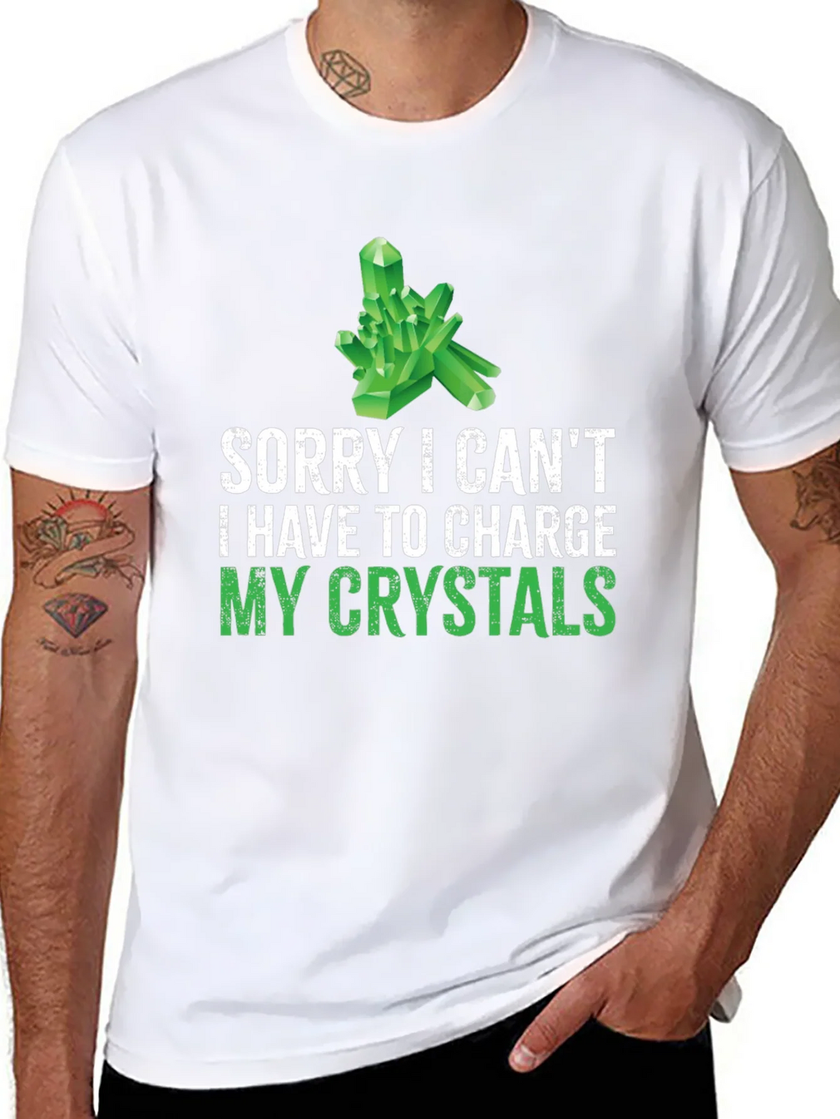 Crystal Charging T-Shirt: Sorry Cant! Black Cotton Tee product image 10