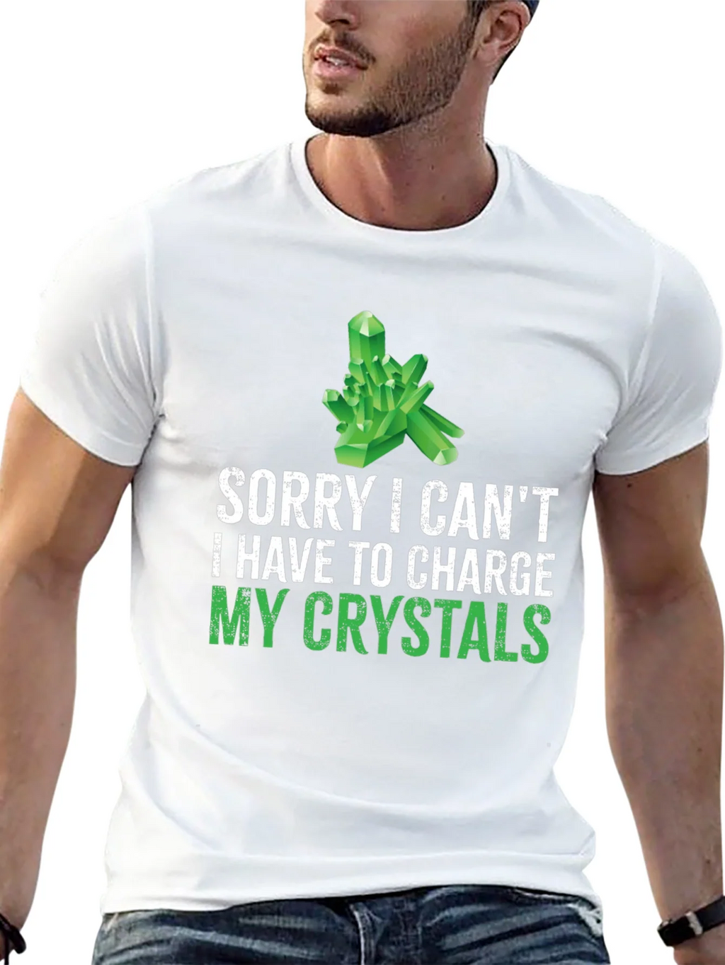 Crystal Charging T-Shirt: Sorry Cant! Black Cotton Tee product image 4