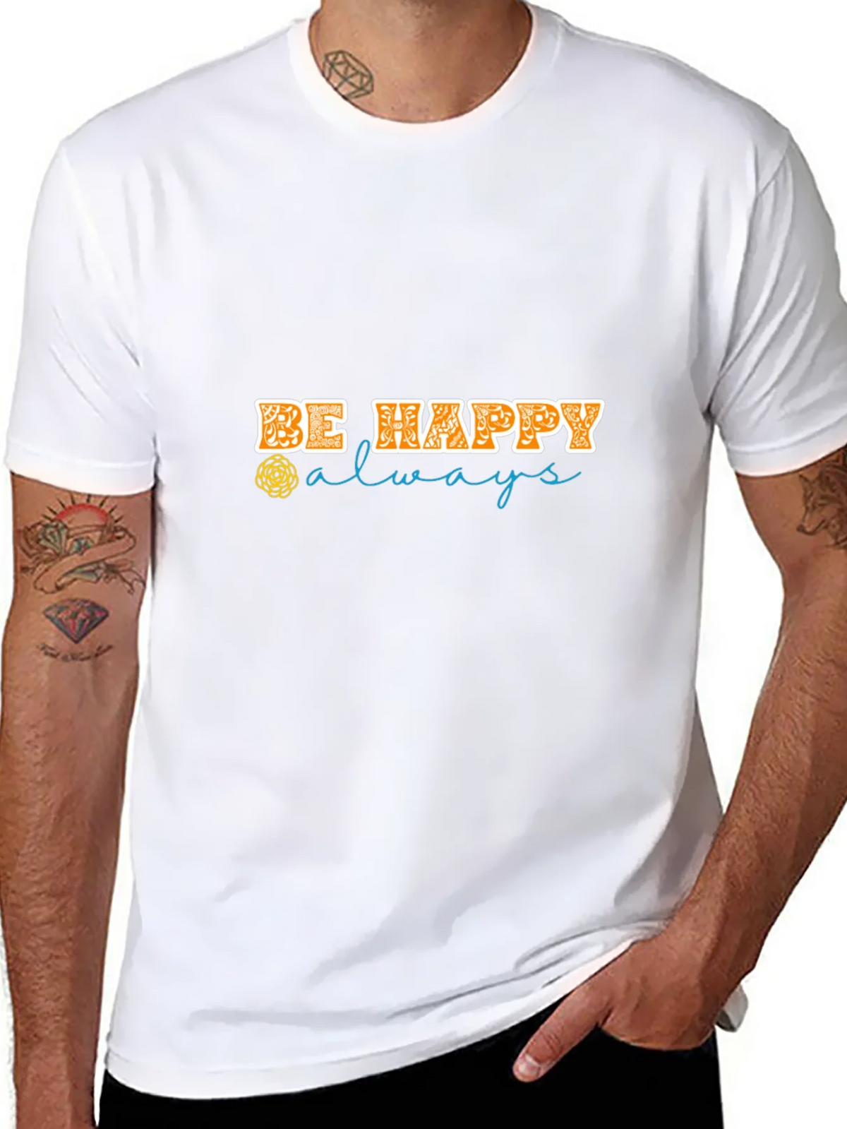 Be Happy Always Black Graphic Tee product image 10