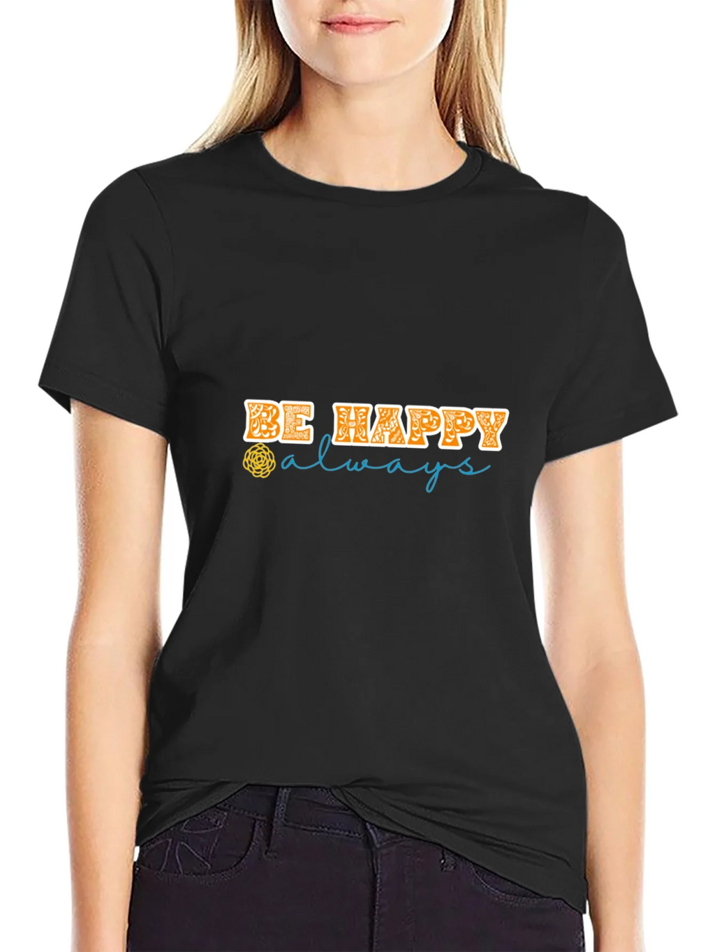Be Happy Always Black Graphic Tee product image 5