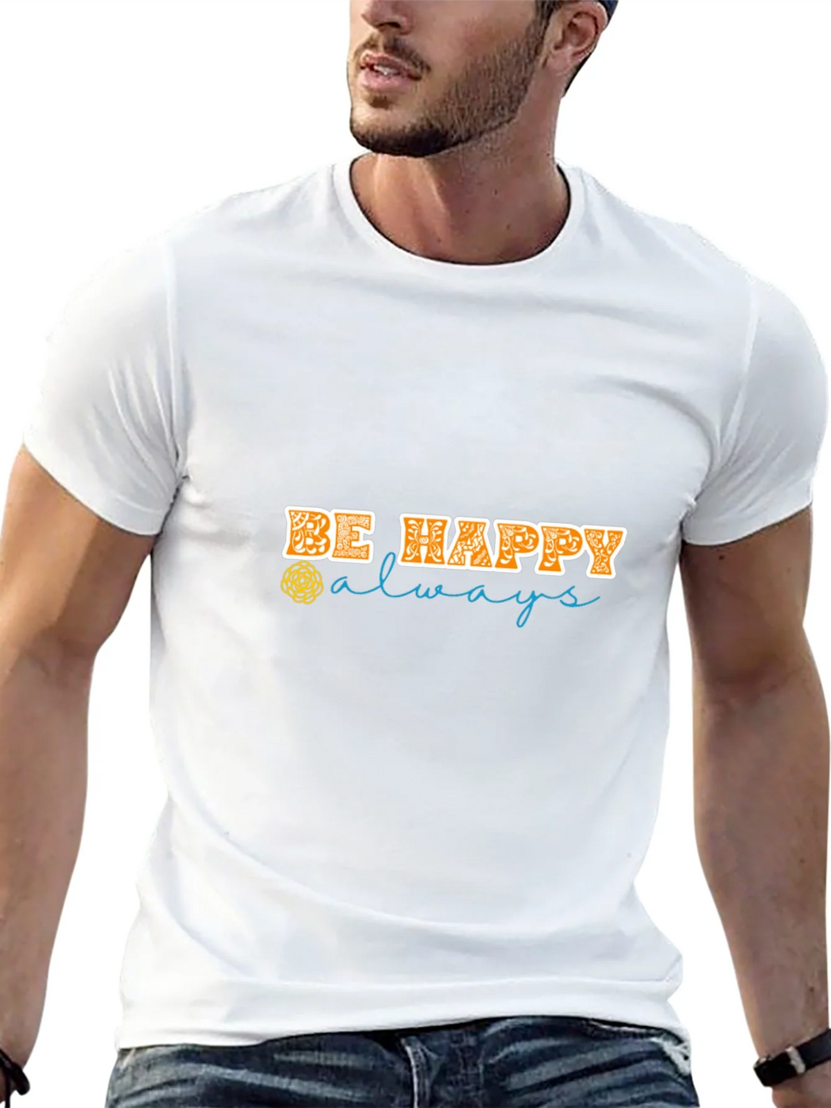 Be Happy Always Black Graphic Tee product image 4