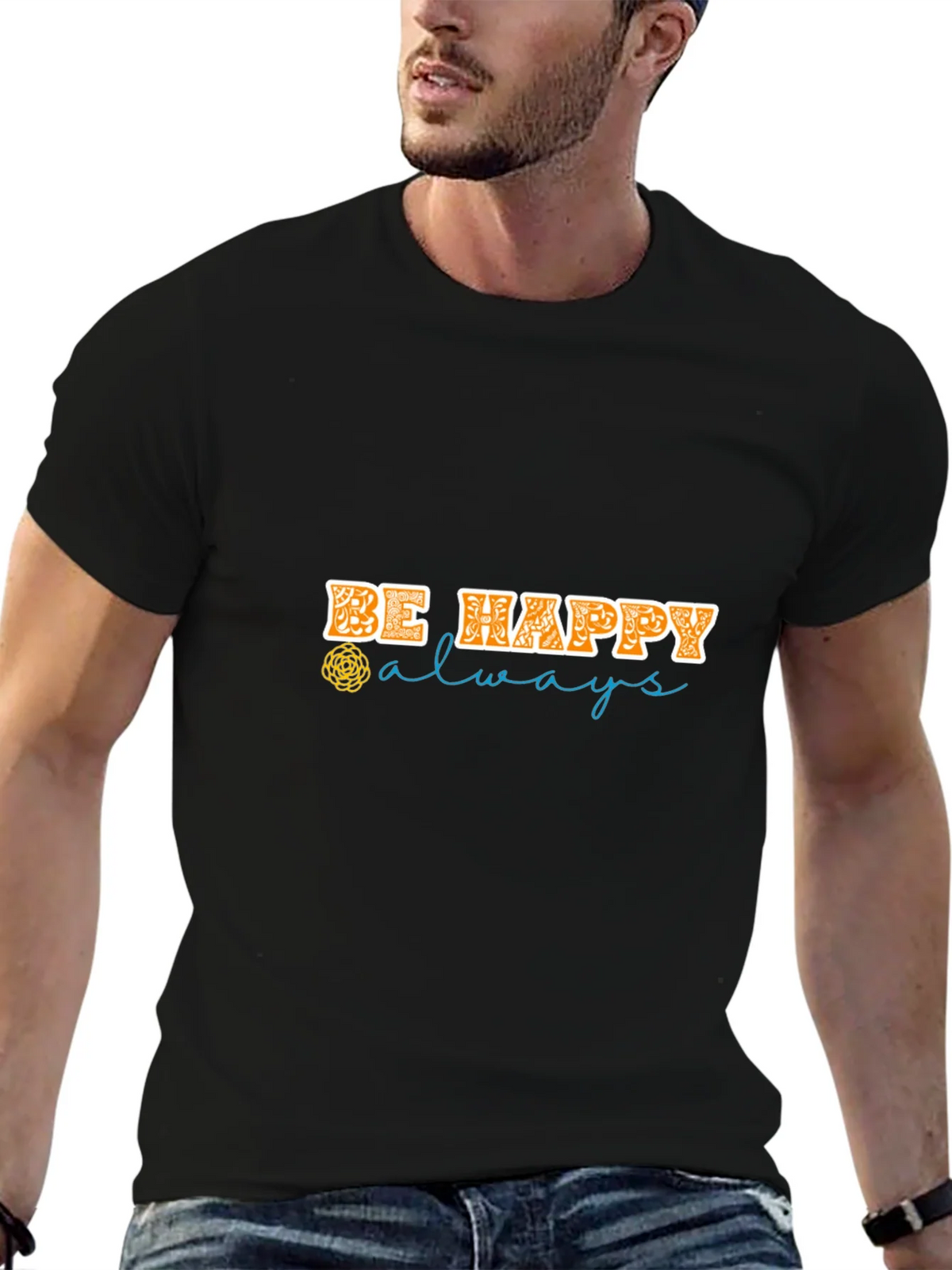 Be Happy Always Black Graphic Tee product image 9