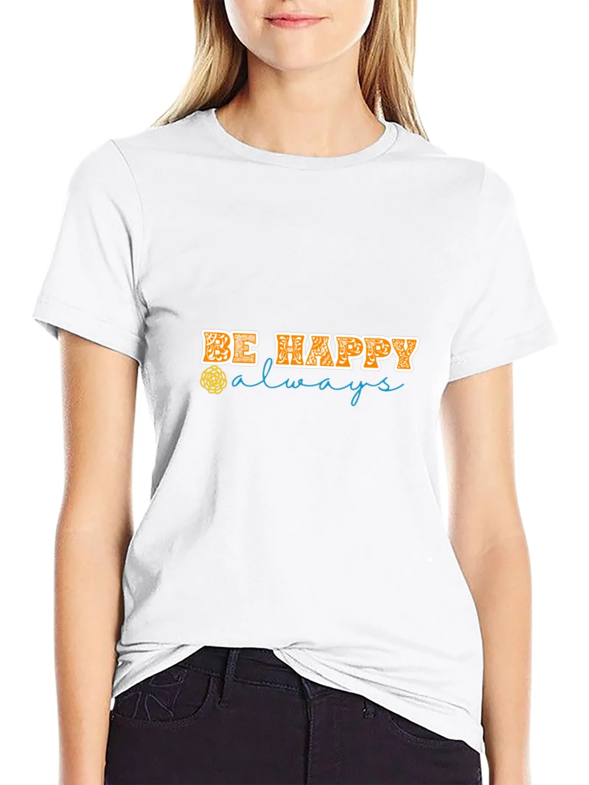 Be Happy Always Black Graphic Tee product image 11
