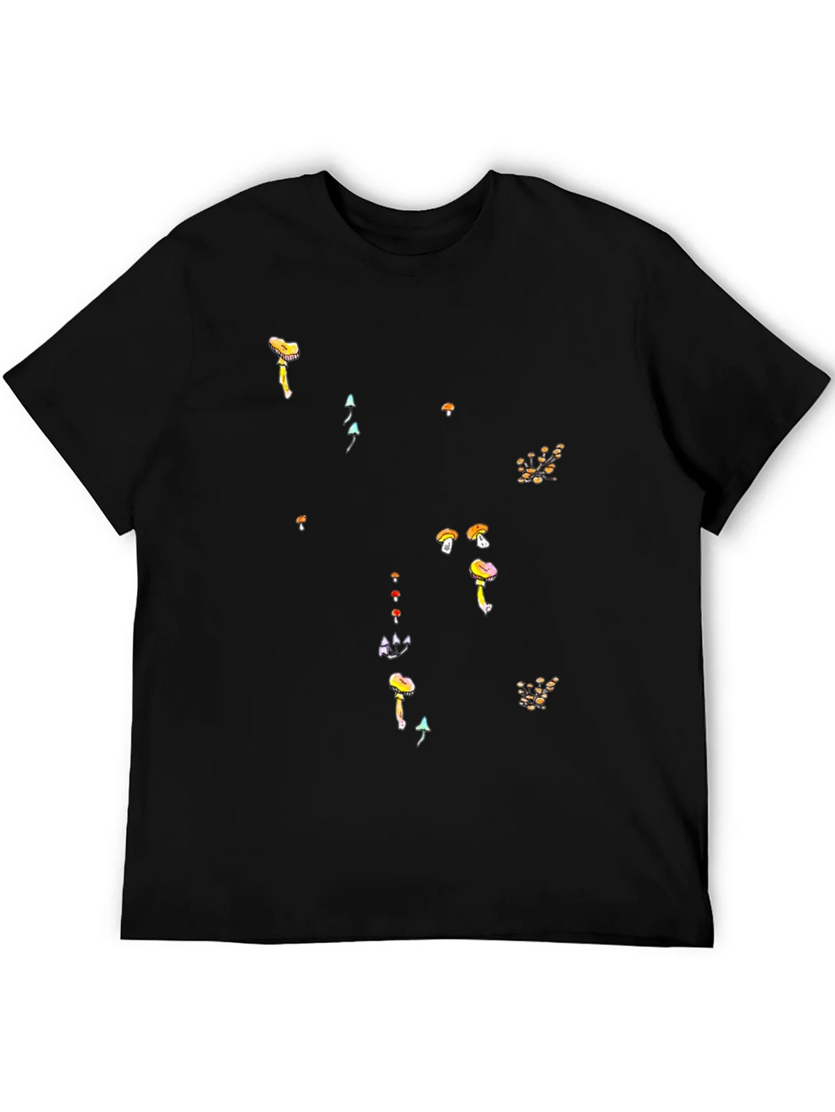 Mushroom Print Black T-Shirt - Funky Casual Style product image 8