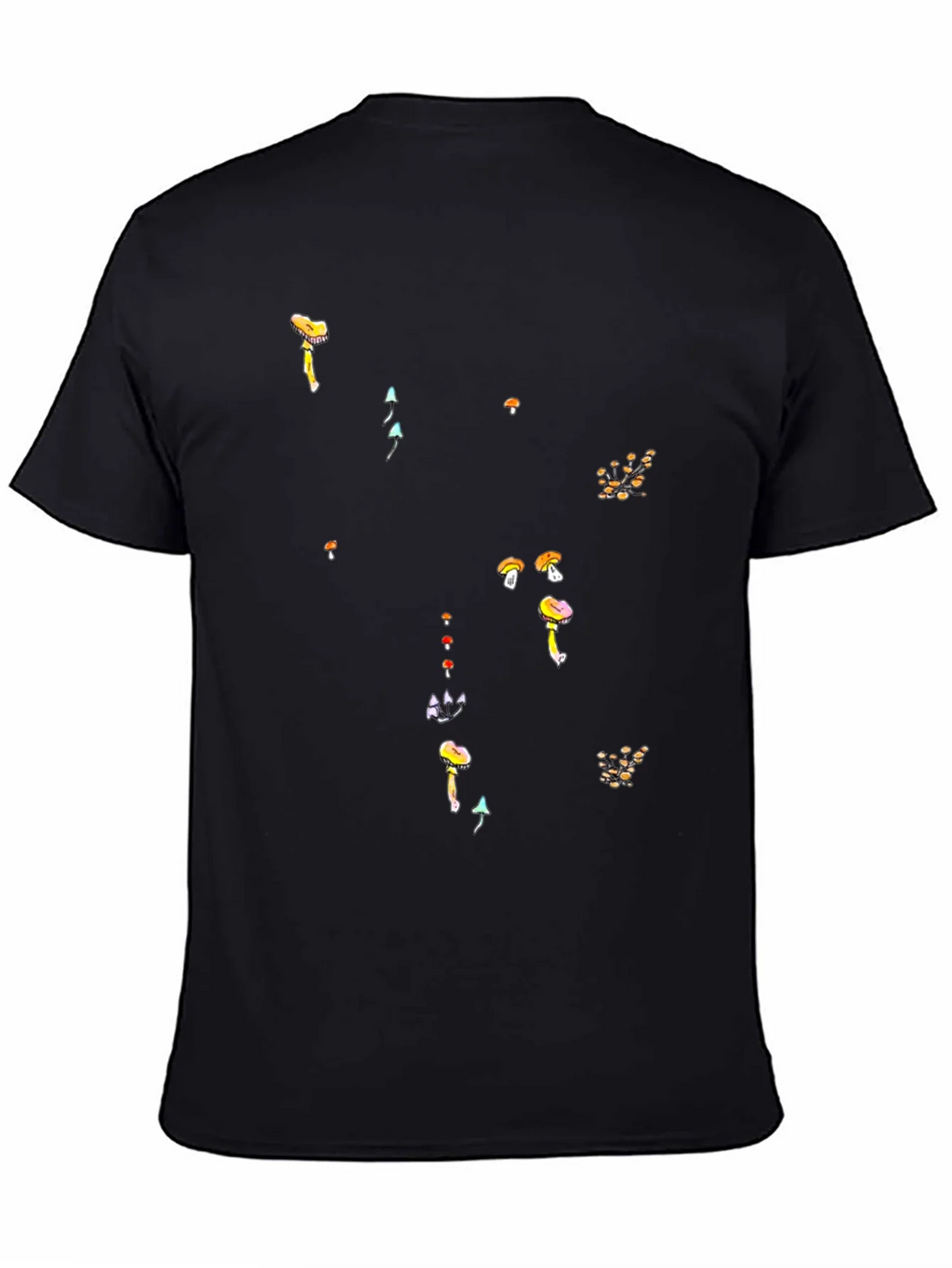 Mushroom Print Black T-Shirt - Funky Casual Style product image 7