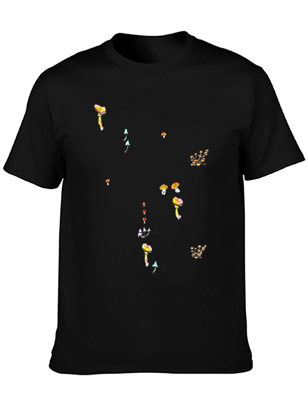 Mushroom Print Black T-Shirt - Funky Casual Style product image 6