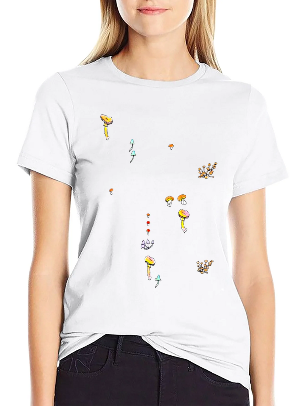 Mushroom Print Black T-Shirt - Funky Casual Style product image 11