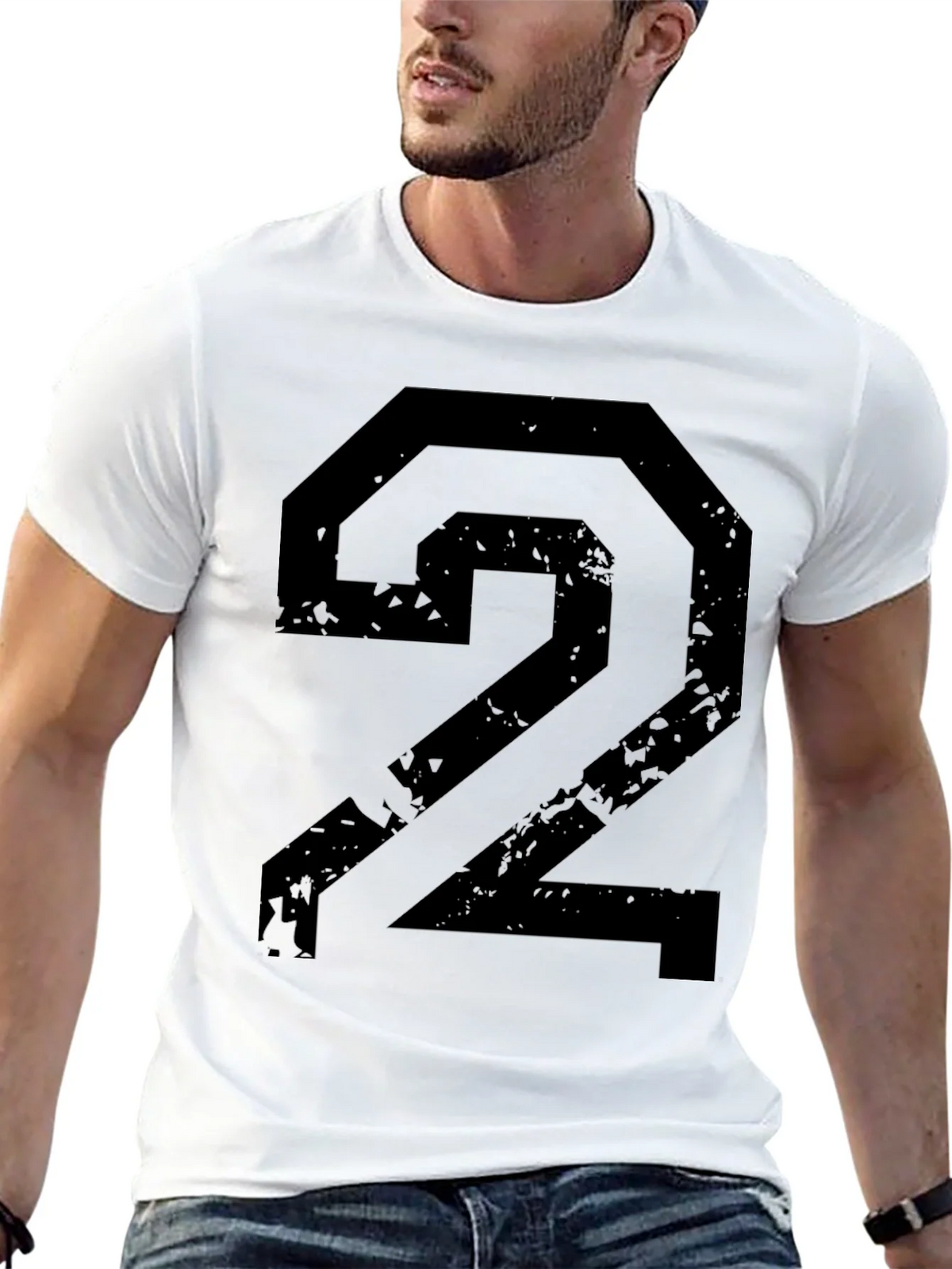 Distressed Number 2 Graphic Black T-Shirt product image 4