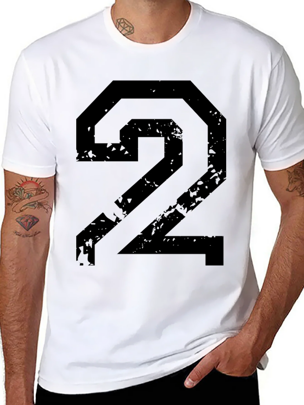 Distressed Number 2 Graphic Black T-Shirt product image 10