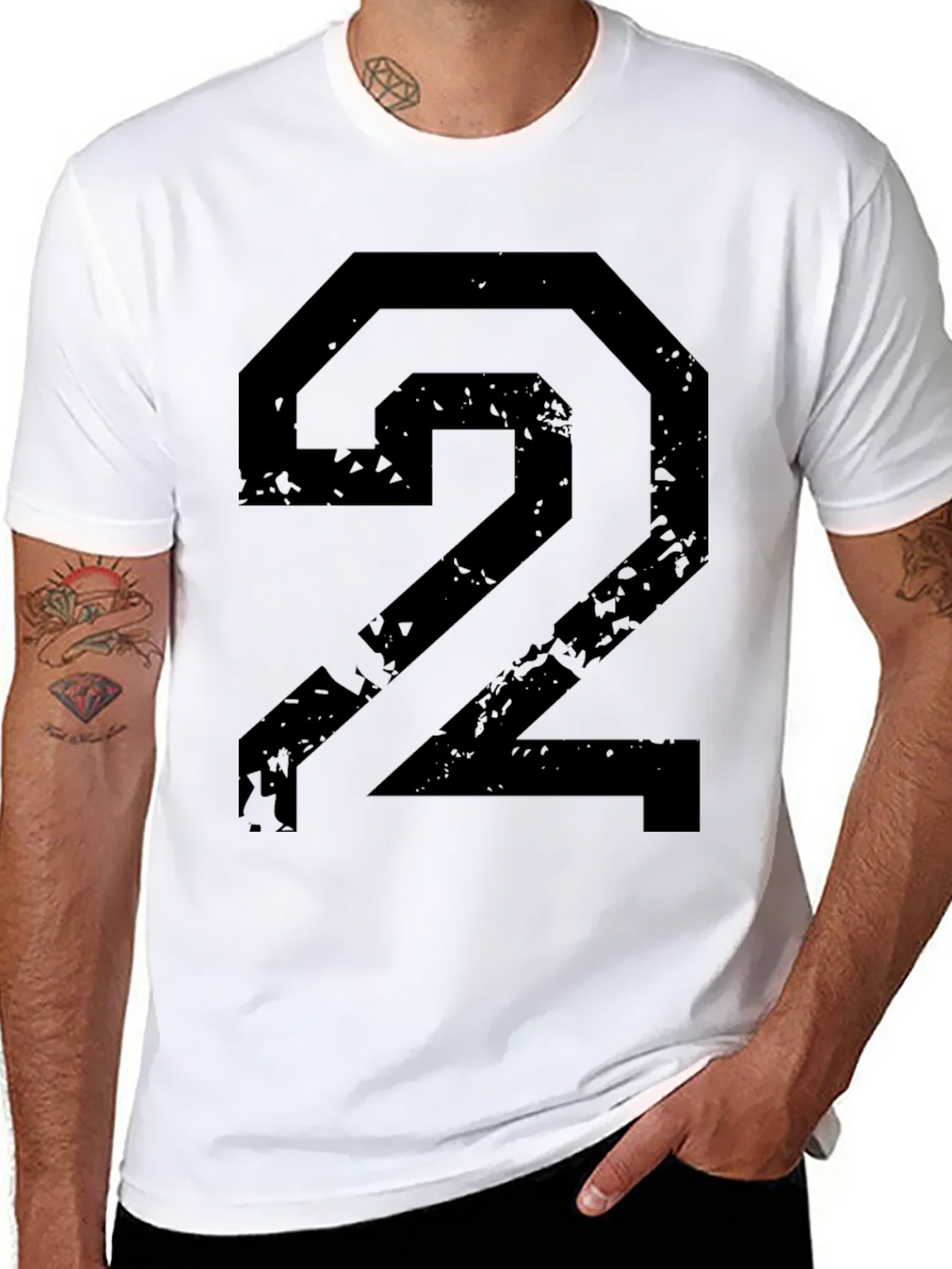 Distressed Number 2 Graphic Black T-Shirt product image 10
