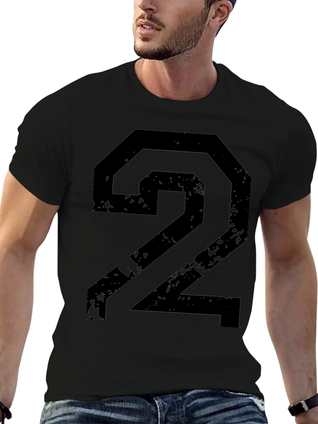 Distressed Number 2 Graphic Black T-Shirt product image 9
