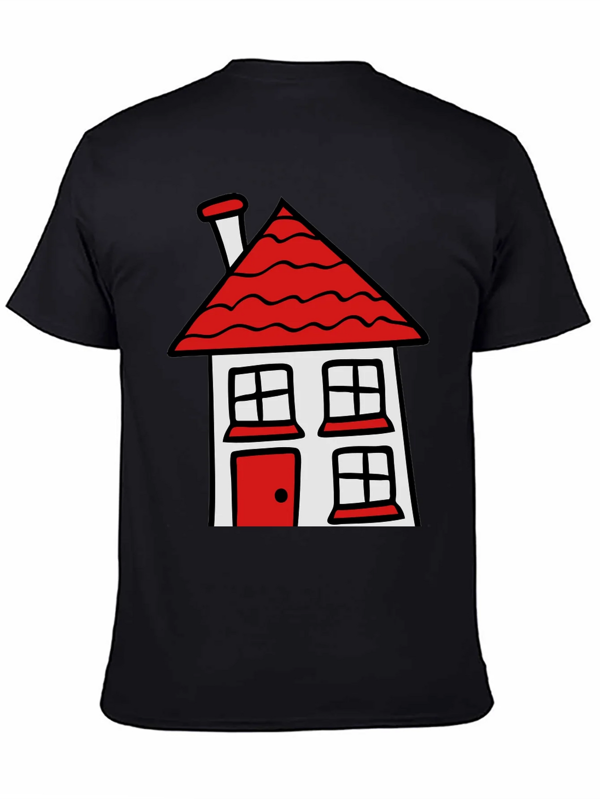Cartoon House T-Shirt - Black Cotton Tee product image 7