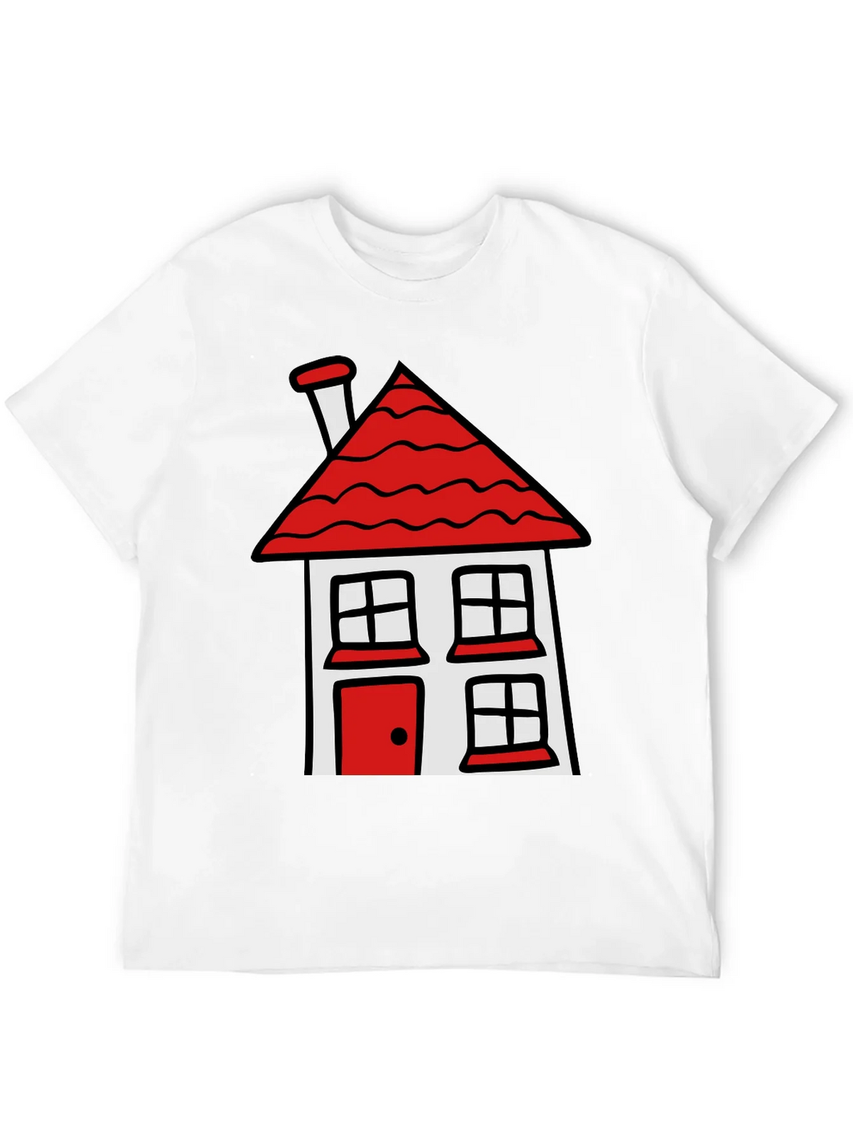 Cartoon House T-Shirt - Black Cotton Tee product image 3