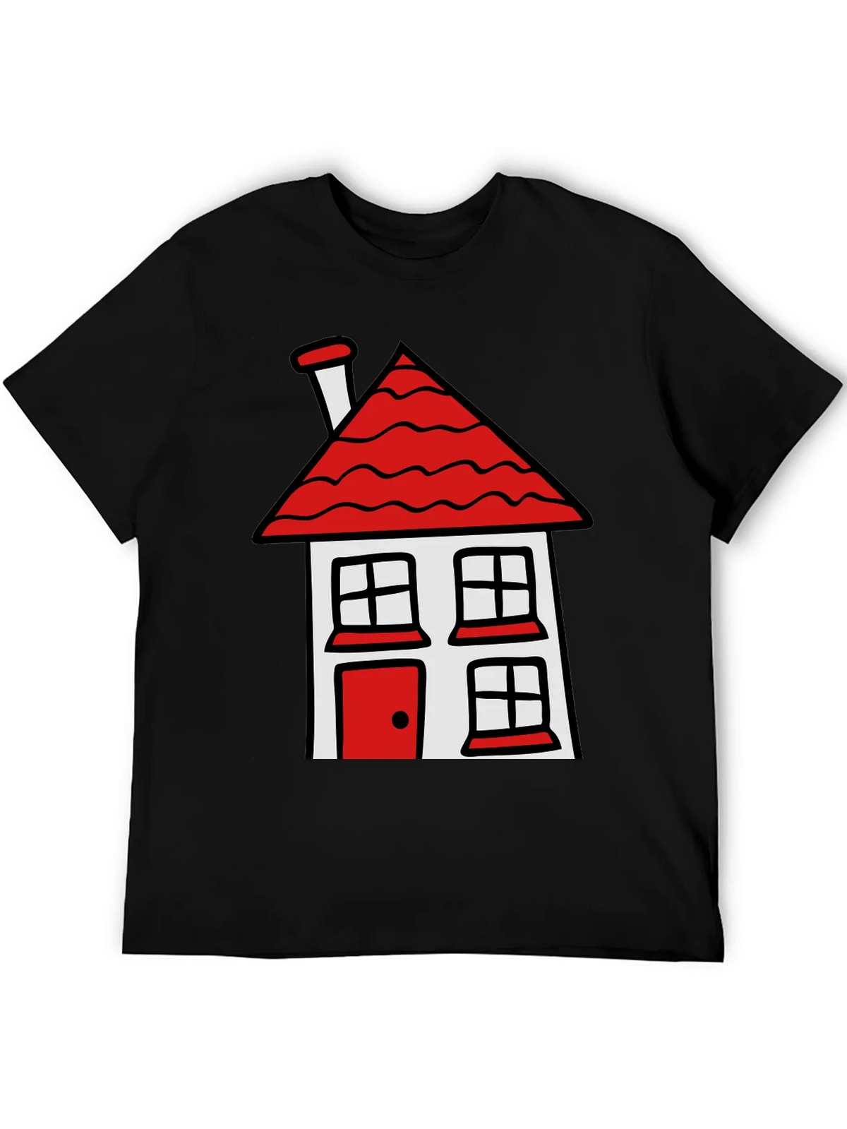 Cartoon House T-Shirt - Black Cotton Tee product image 8