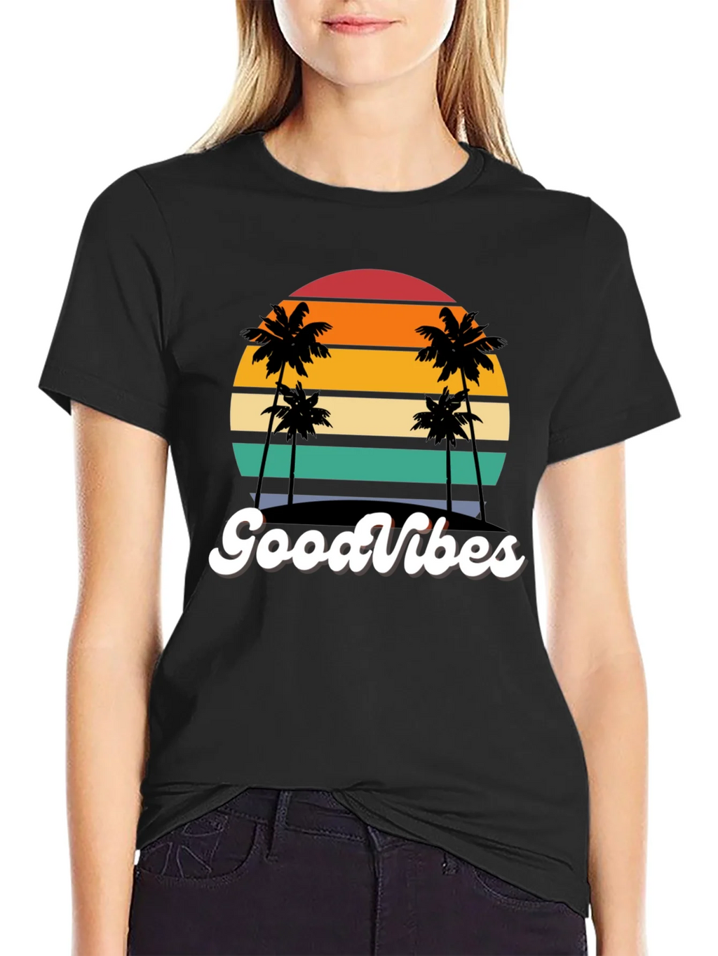 Retro Sunset Palm Tee - Good Vibes Only! product image 5